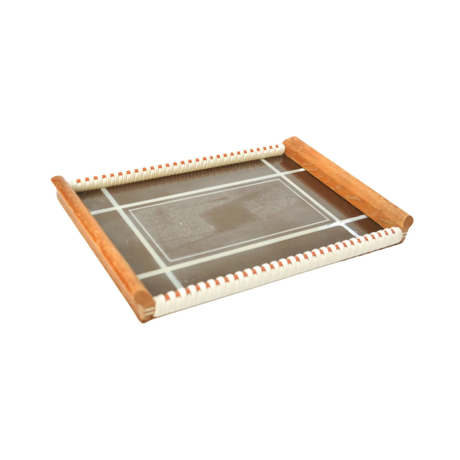 Breakfast tray, brown, wood glass, Holzsieb BT Wasungen, Germany, 1960s. - 126062