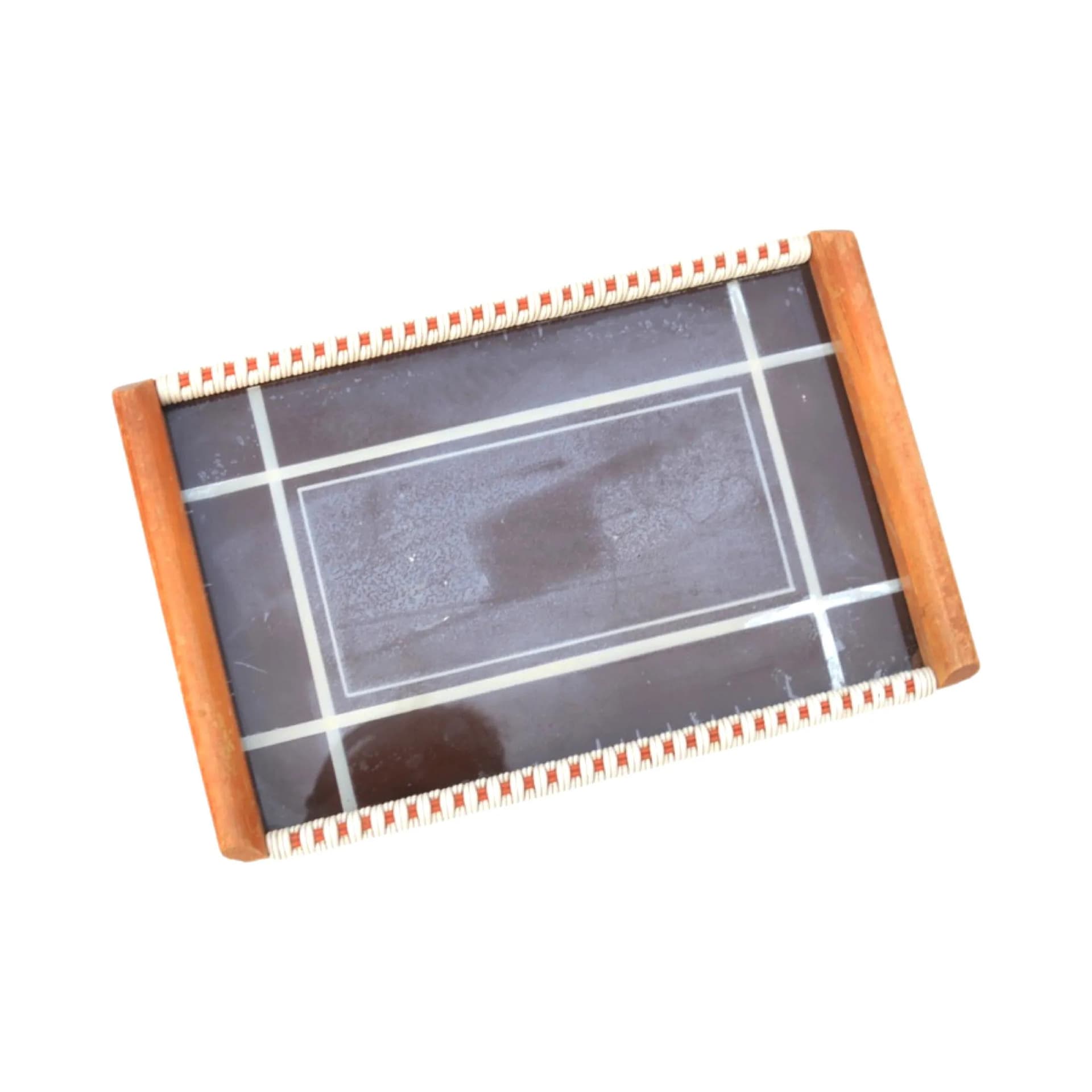 Breakfast tray, brown, wood glass, Holzsieb BT Wasungen, Germany, 1960s. - 126065