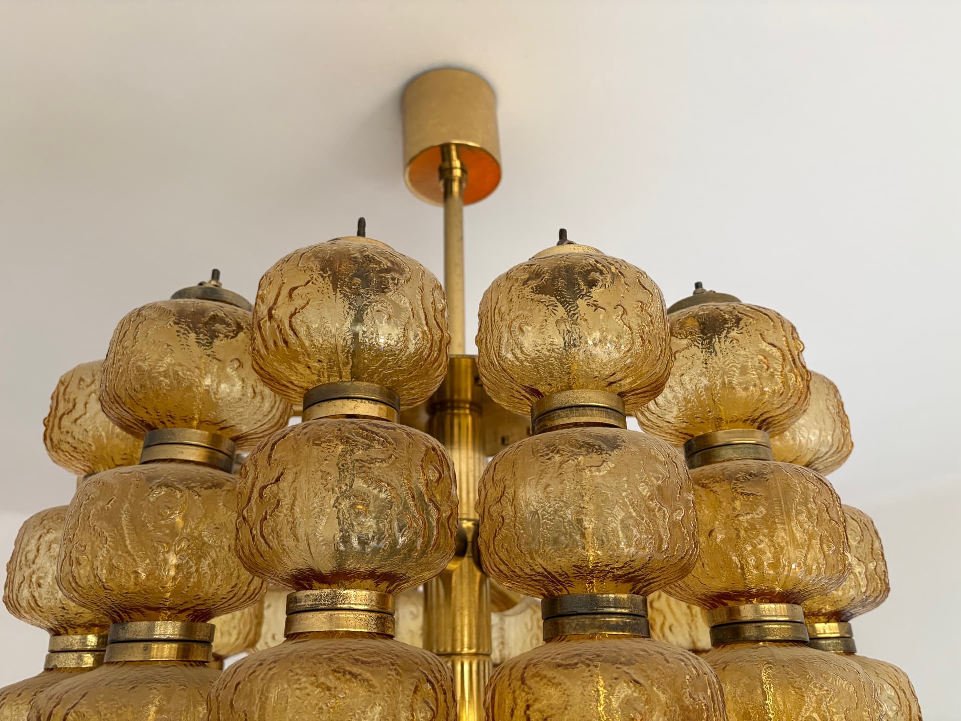 Chandelier, golden glass, Poland, 1980s. - 125913