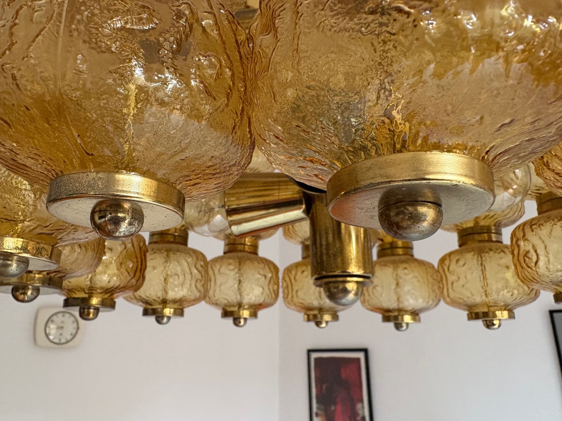 Chandelier, golden glass, Poland, 1980s. - 125917