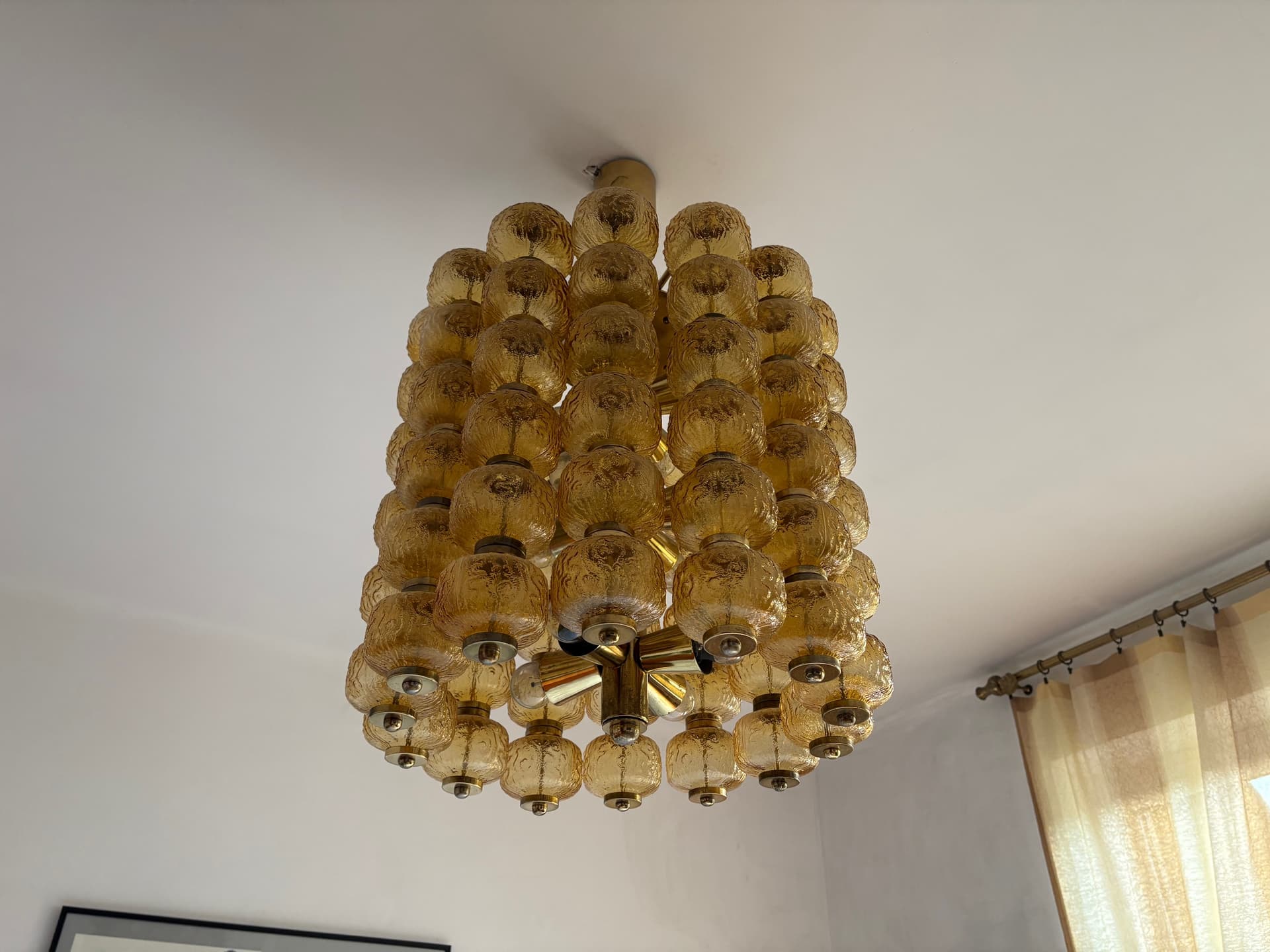 Chandelier, golden glass, Poland, 1980s. - 125916