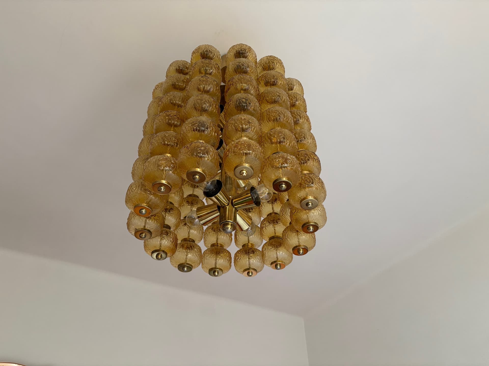 Chandelier, golden glass, Poland, 1980s. - 125908