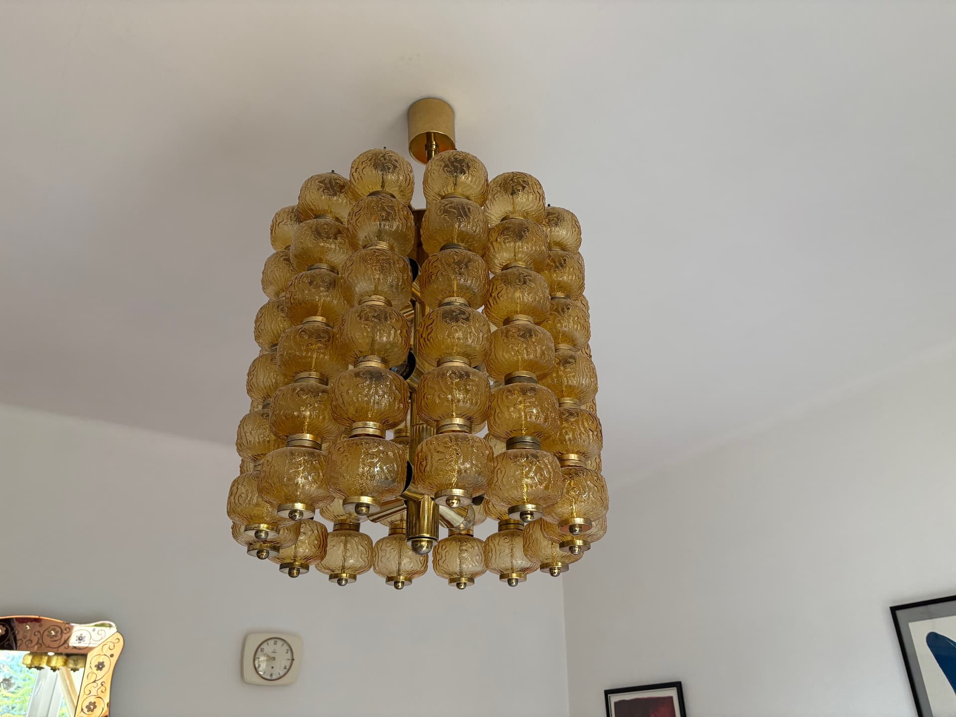 Chandelier, golden glass, Poland, 1980s. - 125907