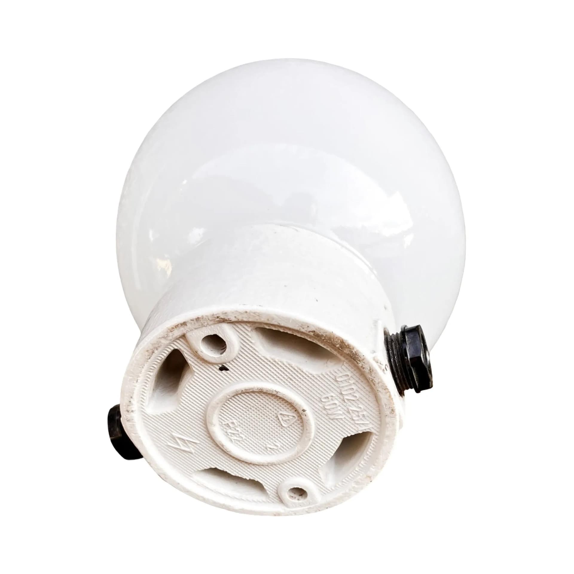 Kinkiet industrialny, biały, szkło porcelana, FOTON, Polska, lata 60. - 126054