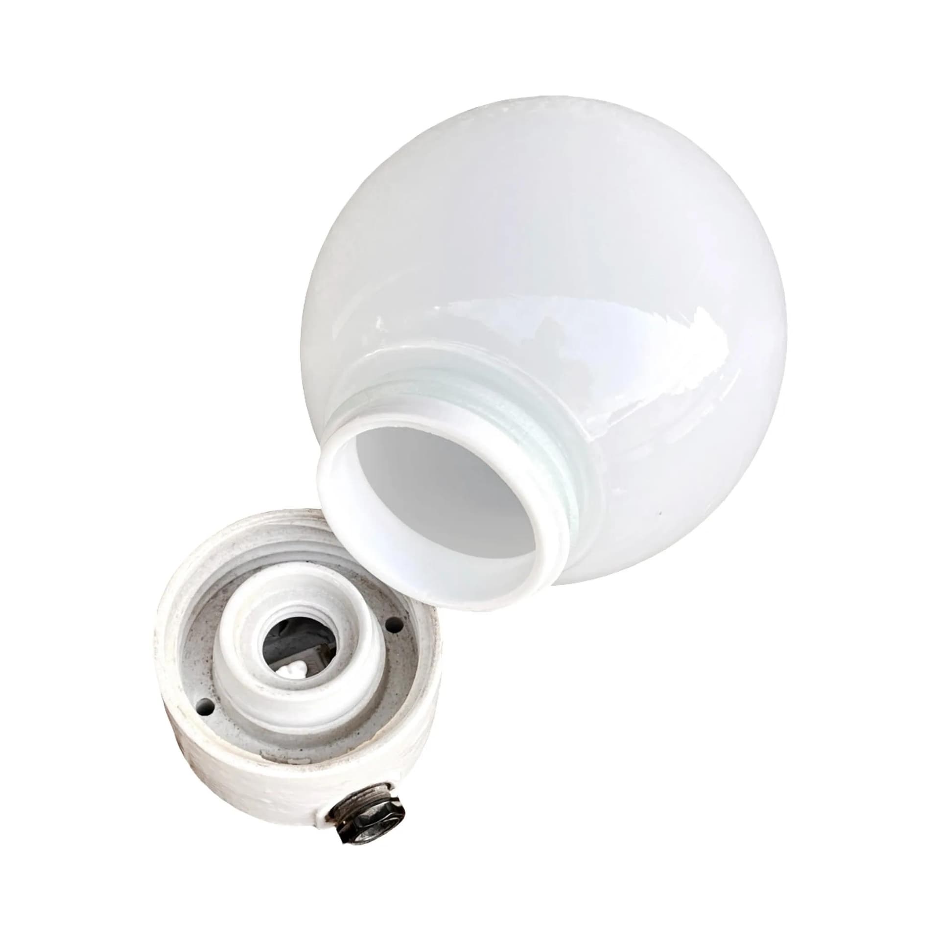 Kinkiet industrialny, biały, szkło porcelana, FOTON, Polska, lata 60. - 126052