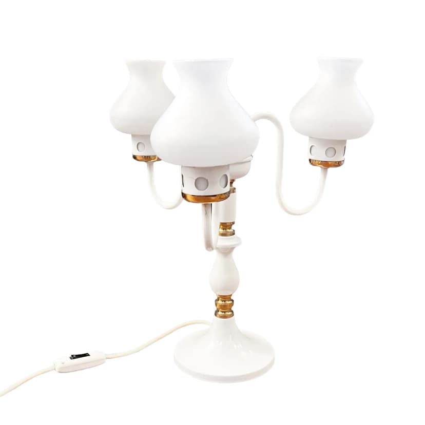 Lampa stołowa Z7307, biały, metal szkło, Czechosłowacja, lata 70.