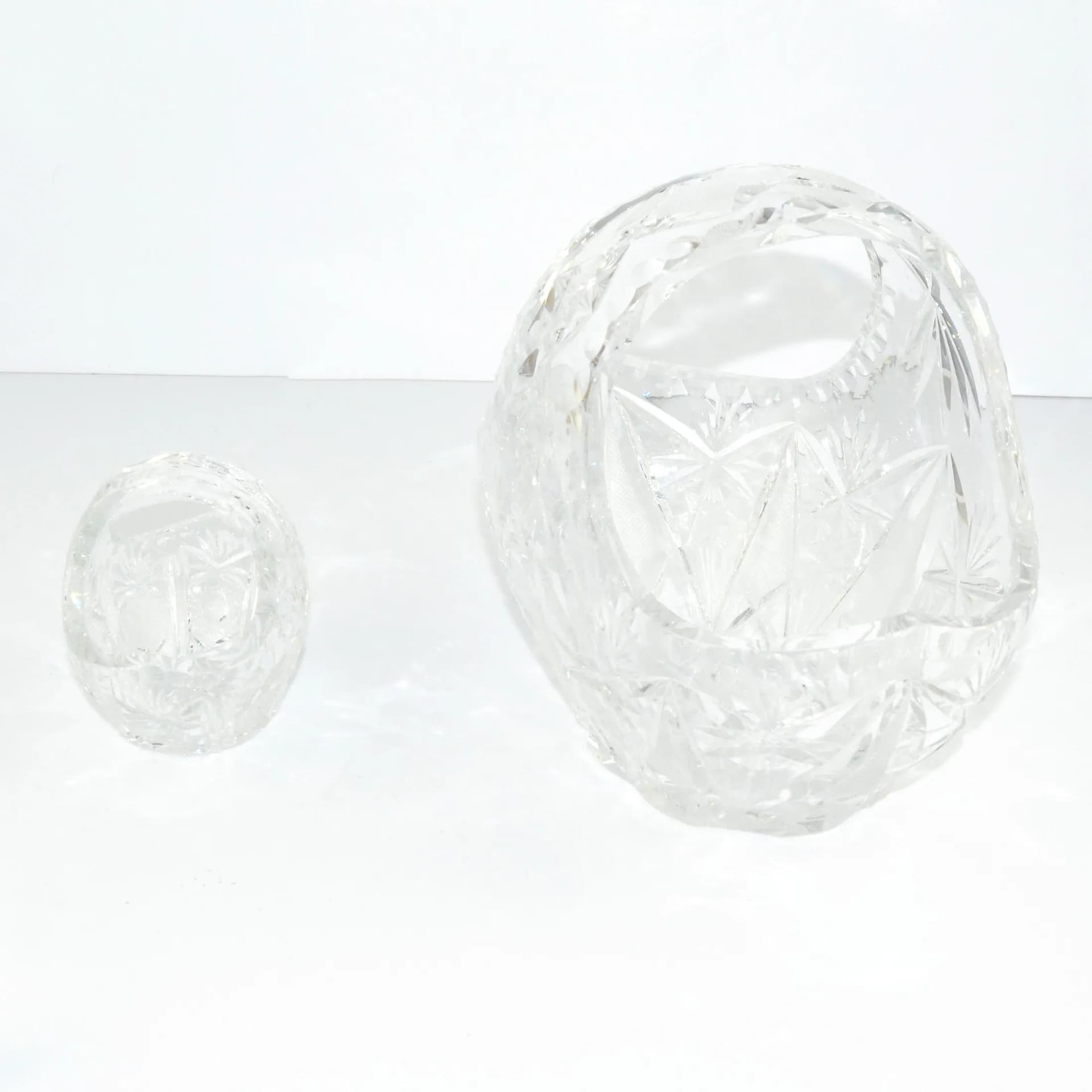 Pair of baskets, transparent crystal glass, Julia Glassworks, Poland, 1980s. - 125982