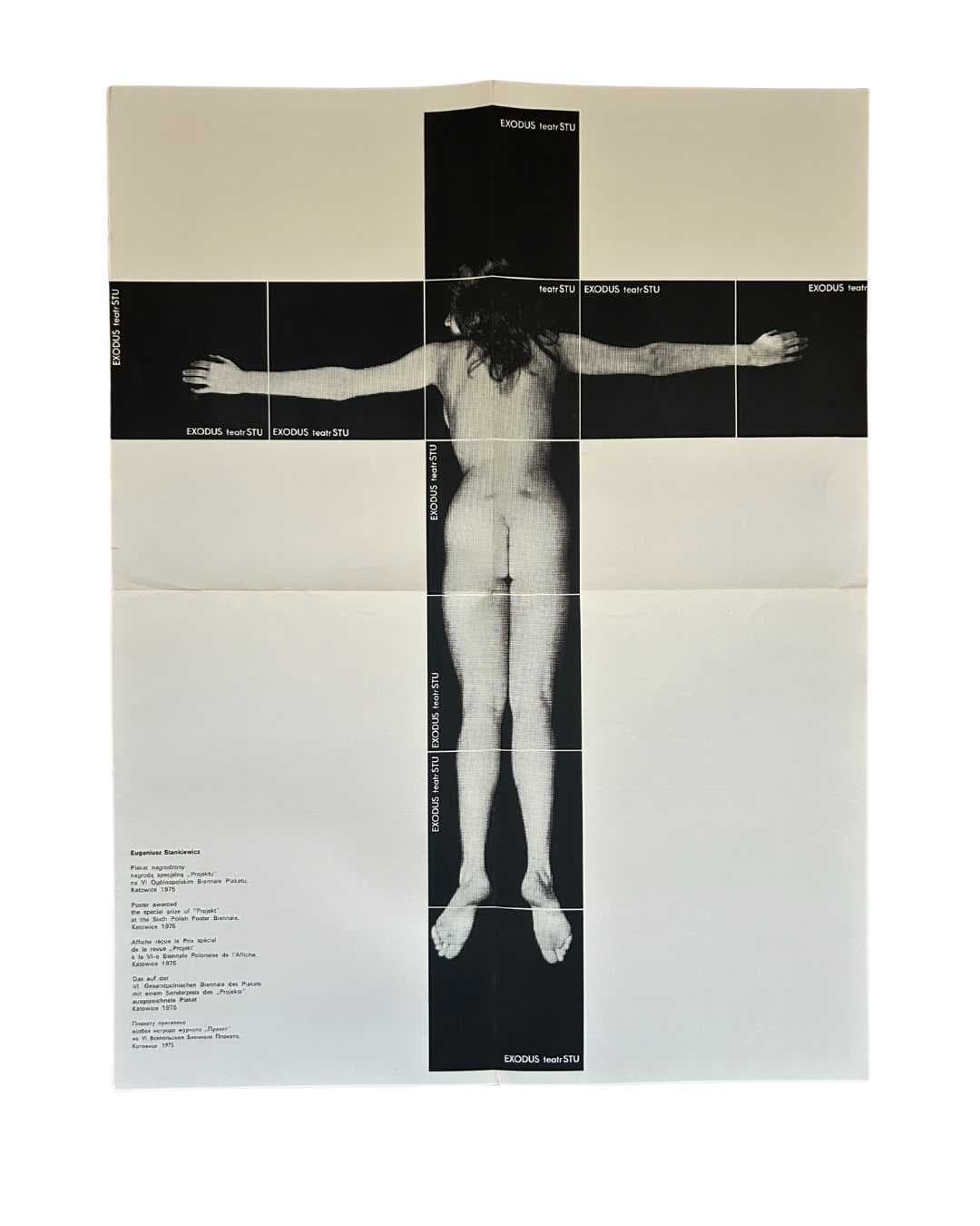 Plakat EXODUS, 60,5x46,5 cm, biały czarny, aut. E. Get Stankiewicz, Polska, lata 70. - 125951