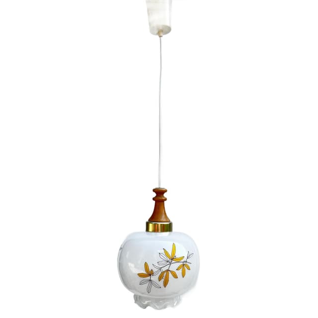 Pendant Lamp, ivory white glass, Germany, 1970s. - DIMENSION