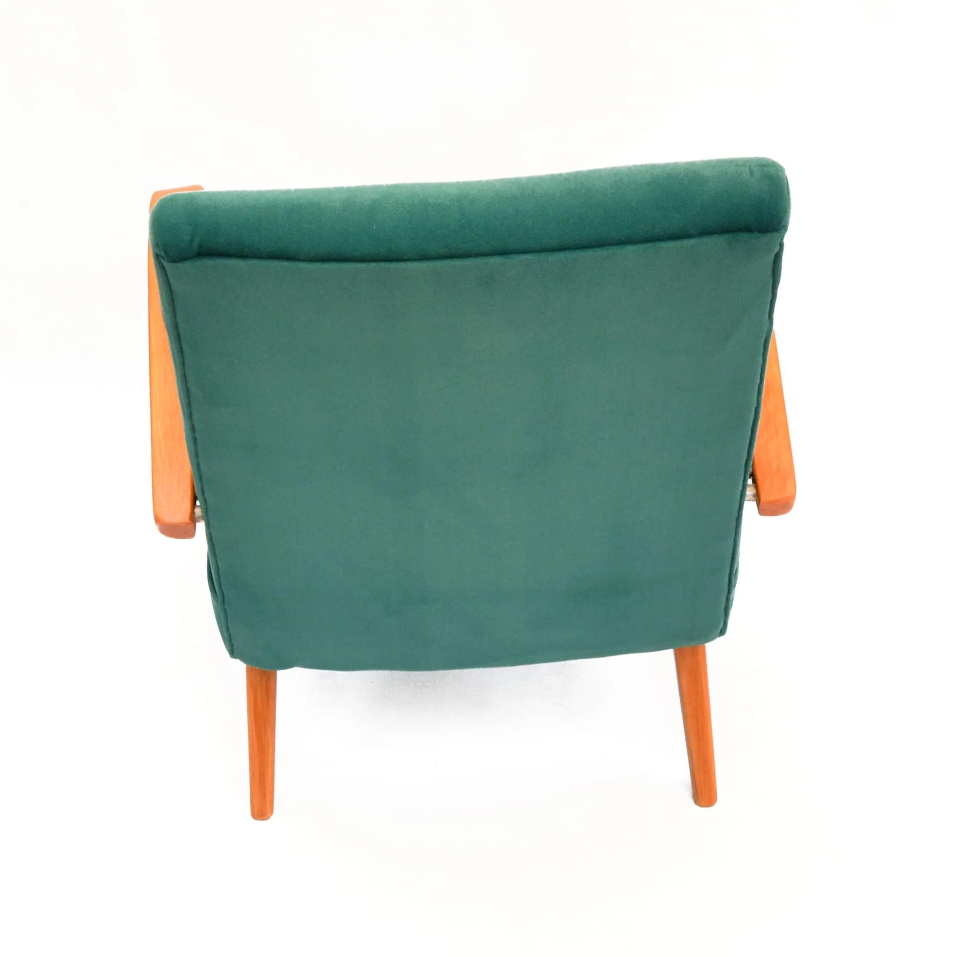 Pair of armchairs 6952, navy blue and green velvet, beech, by J. Smídek, TON, Czechoslovakia, 1960s. - 129742