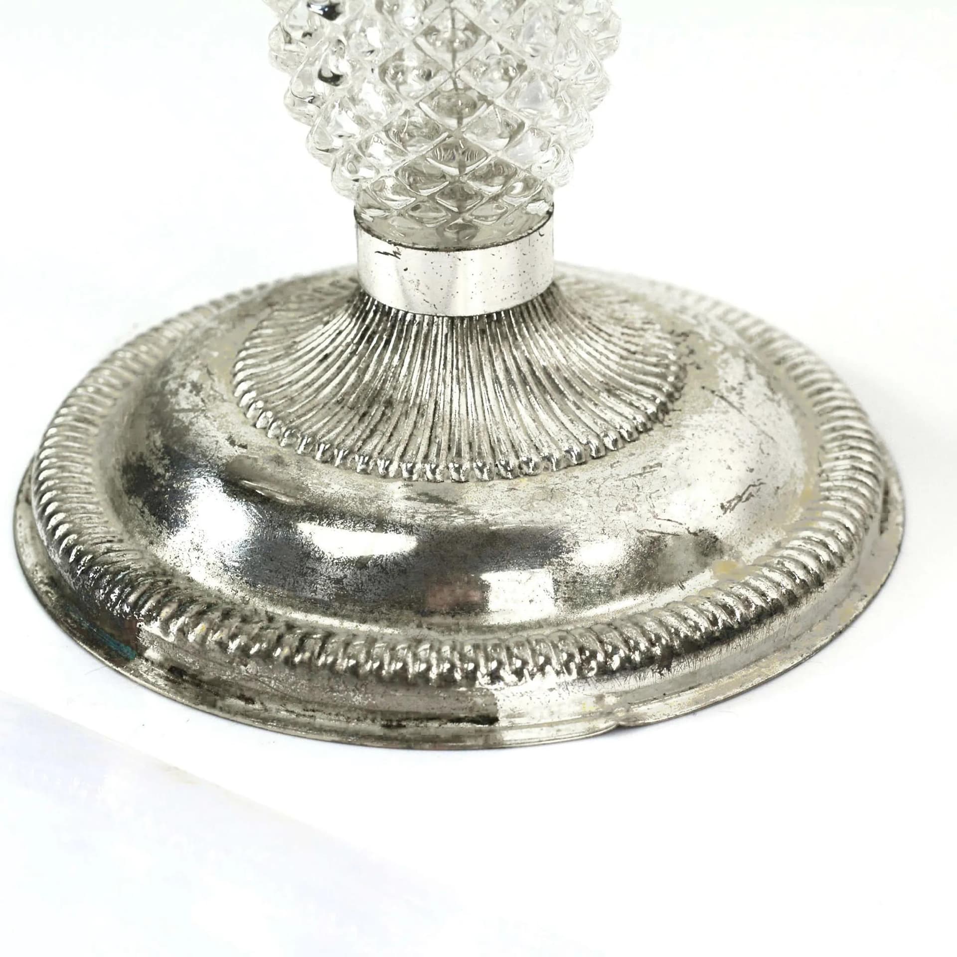 Świecznik trójramienny, srebrny, metal platerowany, kryształ, La Pierre, Francja, lata 70. - 129729