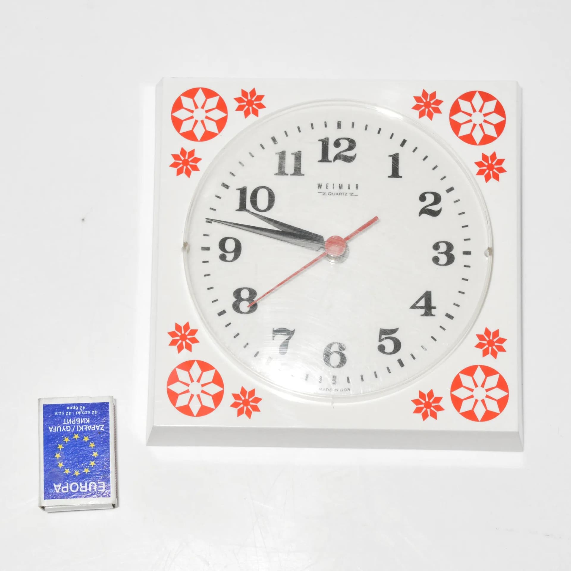 Zegar ścienny Weimar, biały, plastik, Niemcy, lata 70. - 129709