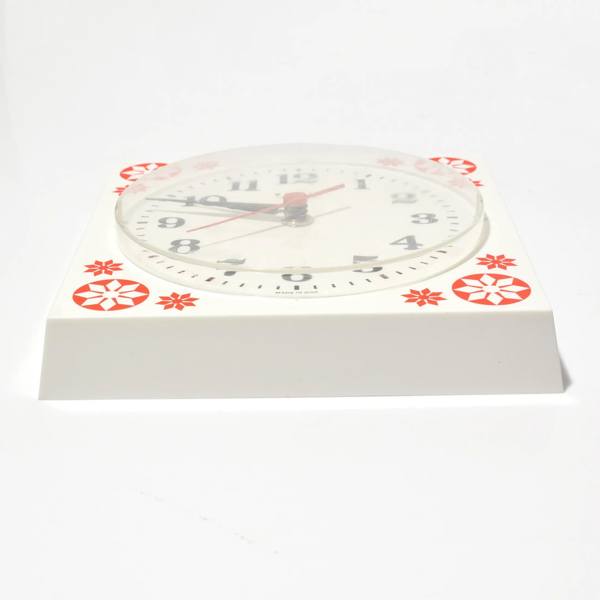 Zegar ścienny Weimar, biały, plastik, Niemcy, lata 70. - 129705