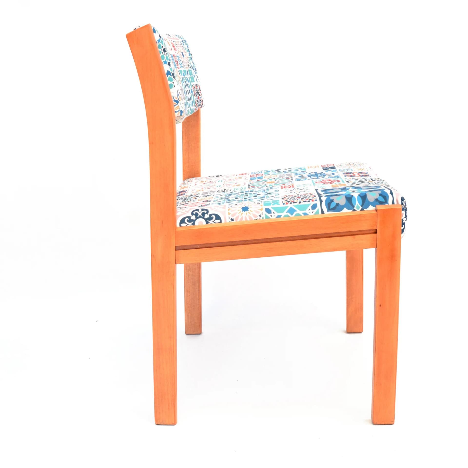 Krzesło tapicerowane, tkanina multikolor, buk miodowy, WK Möbel, Niemcy, lata 80. - 129685