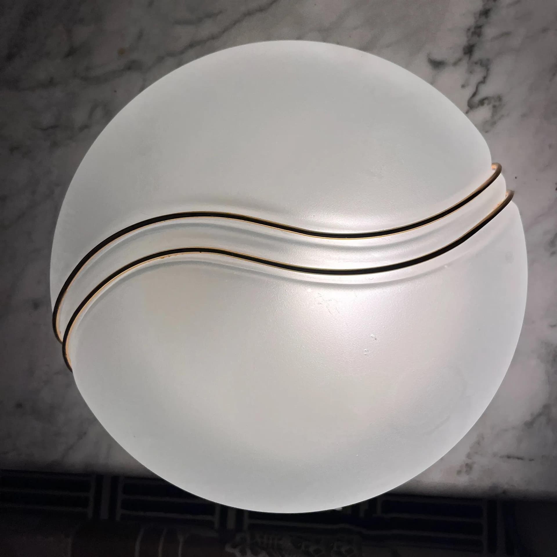 Ceiling Light Hollywood Regency, white glass, Italy, 1980s. - 129665