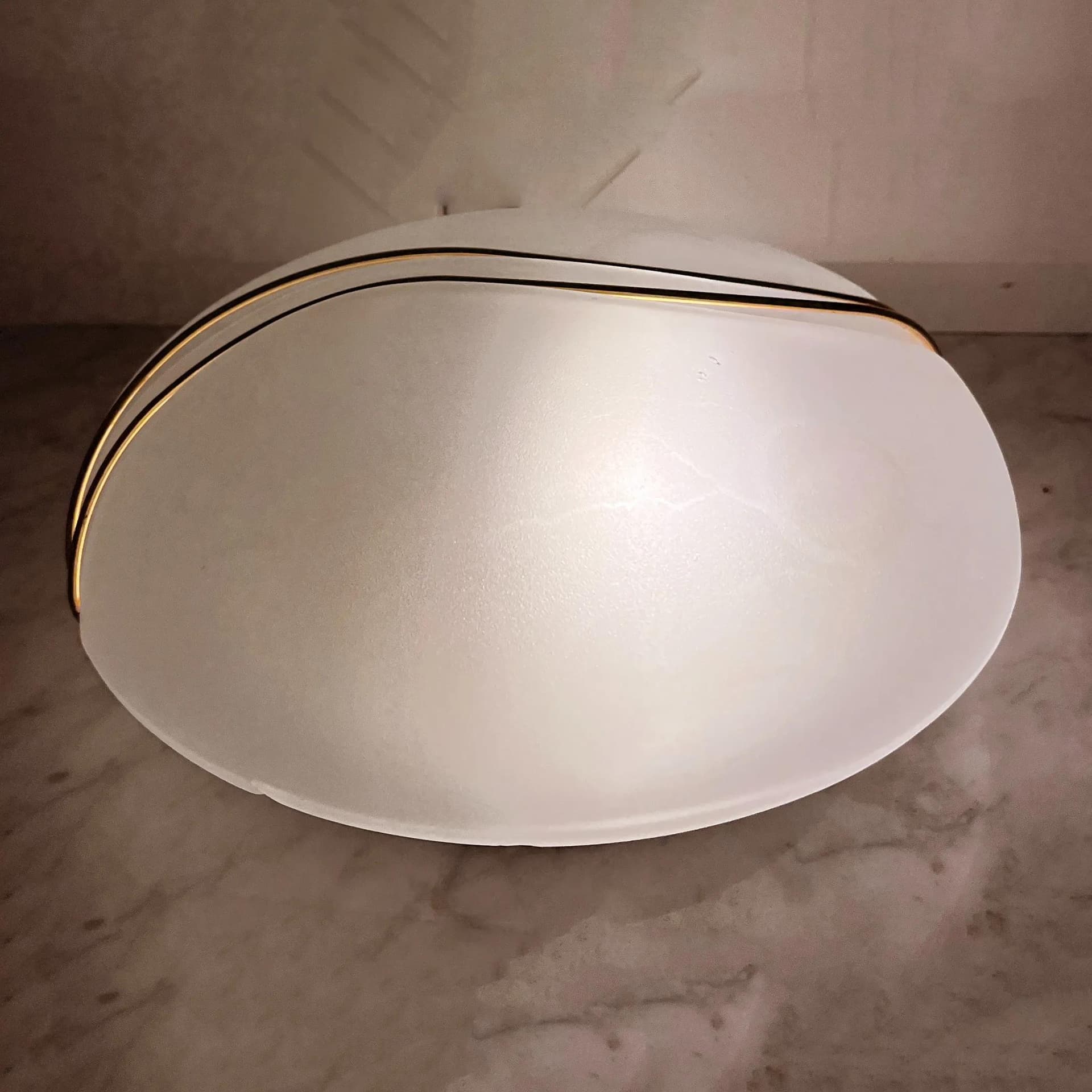 Ceiling Light Hollywood Regency, white glass, Italy, 1980s. - 129666