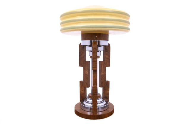 Beige Art Deco Table Lamp, Poland, 1950s - DIMENSION