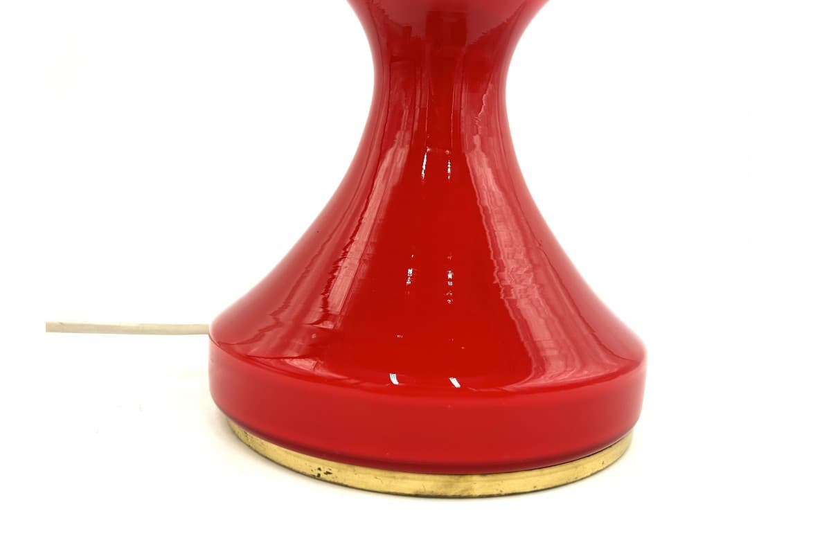 Czerwona szklana lampa stołowa, proj. S. Tabera dla OPP Jihlava, Czechosłowacja, lata 70. - 78294