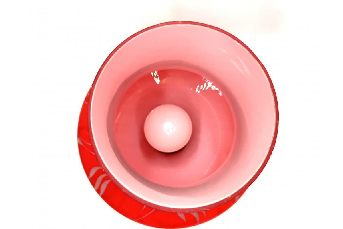 Czerwona szklana lampa stołowa, proj. S. Tabera dla OPP Jihlava, Czechosłowacja, lata 70. - 78292