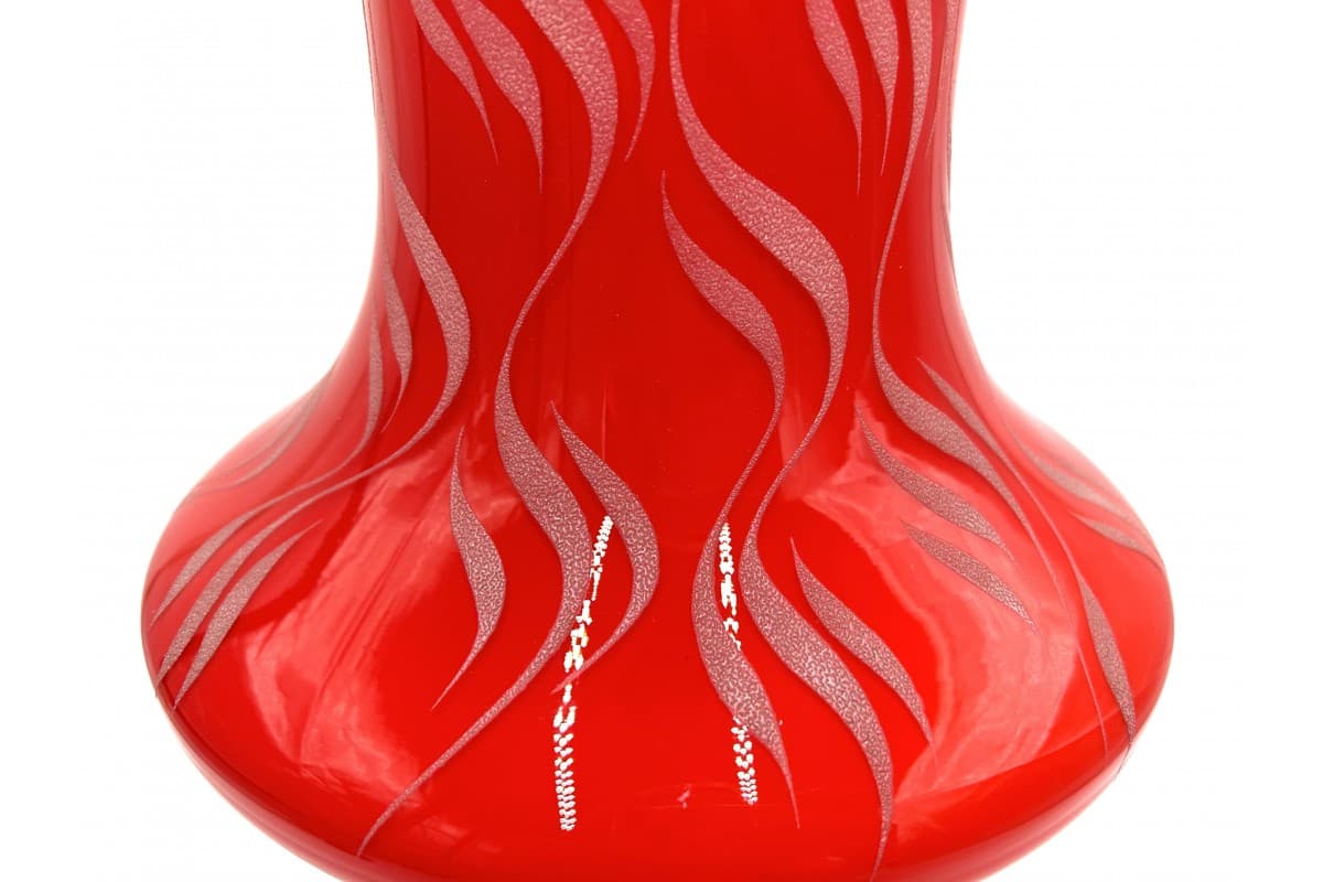 Czerwona szklana lampa stołowa, proj. S. Tabera dla OPP Jihlava, Czechosłowacja, lata 70. - 78293