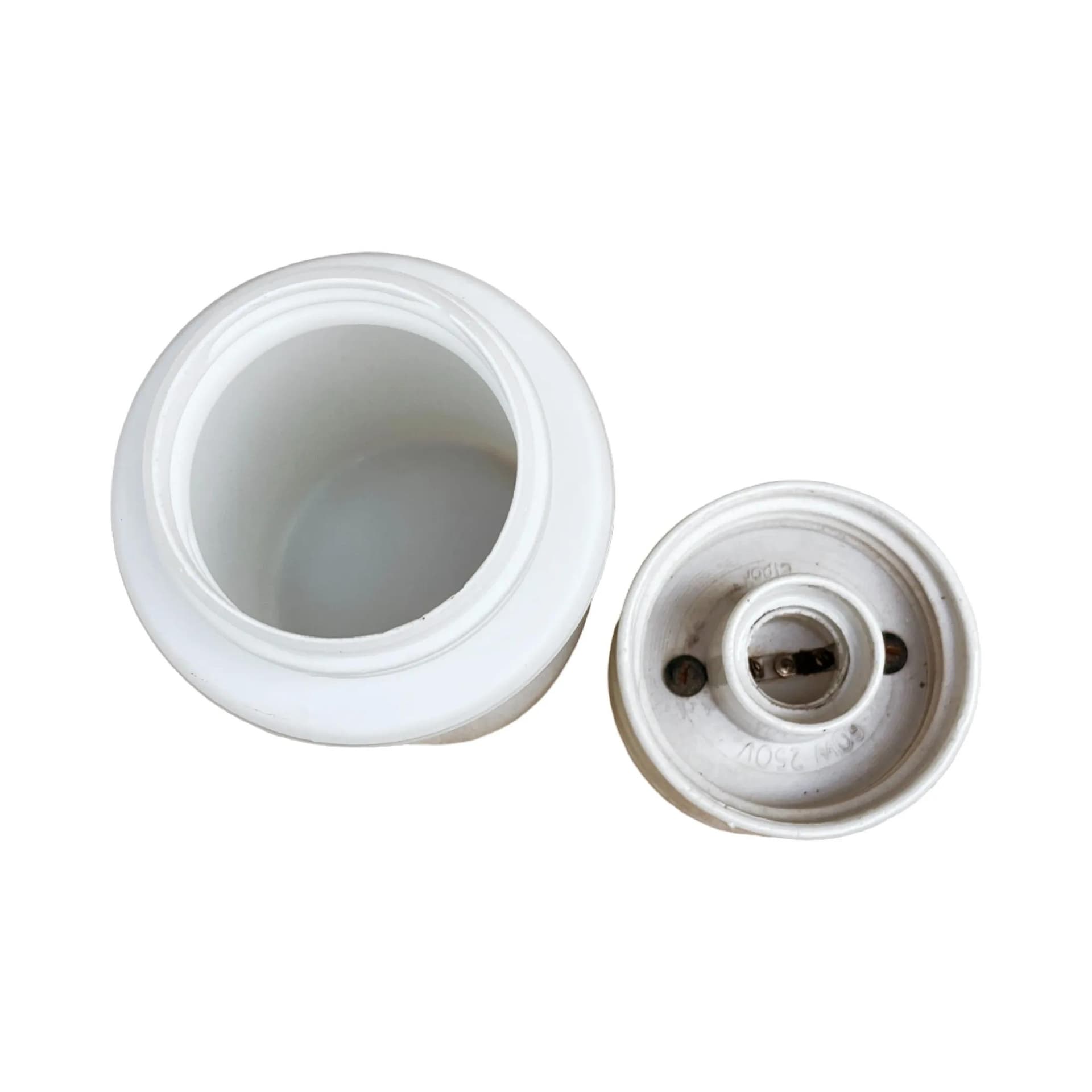 Kinkiet 01B Elpor, biały, szkło, porcelana, Polska, lata 70. - 129607