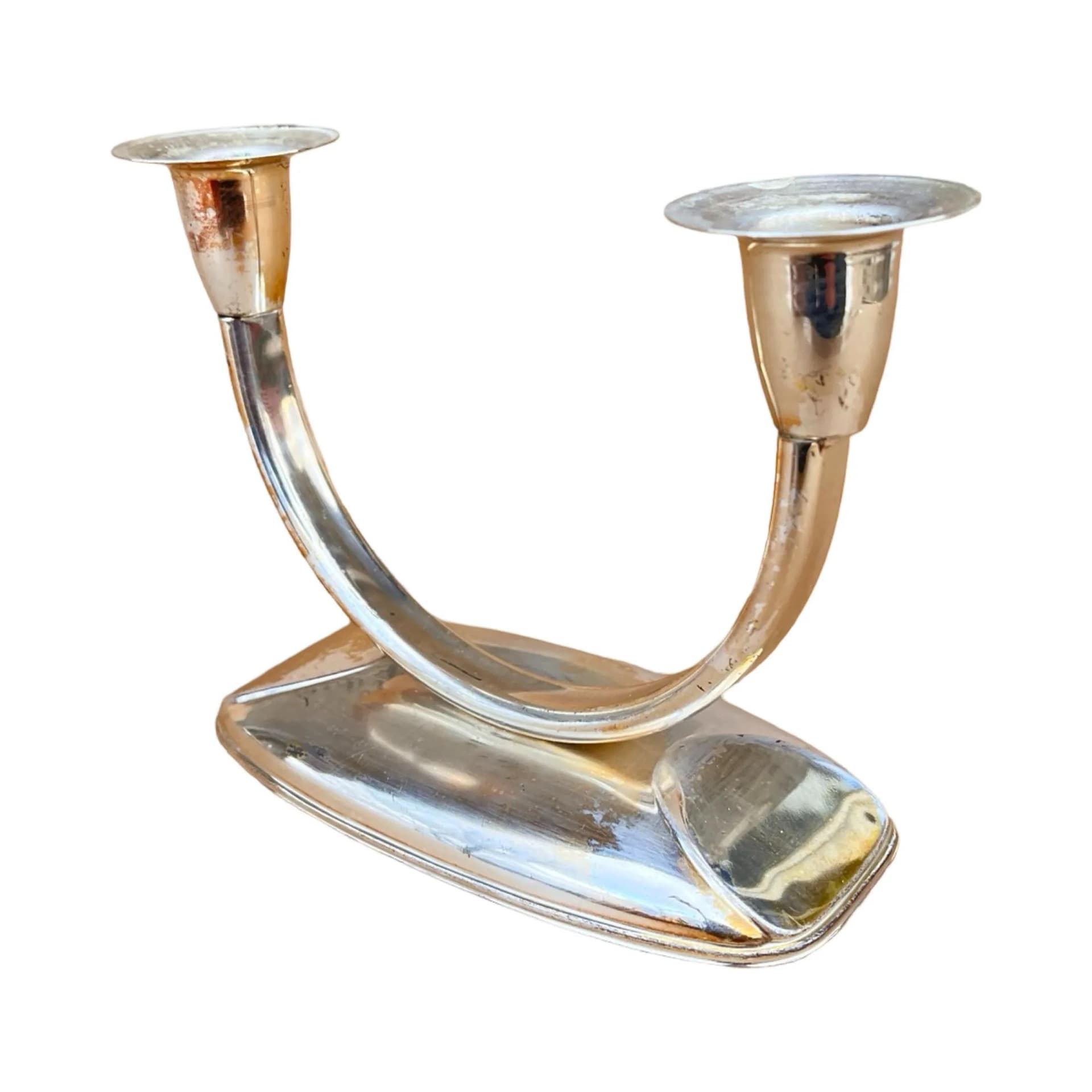 Świecznik dwuramienny, srebro, metal, Niemcy, lata 60. - 129583