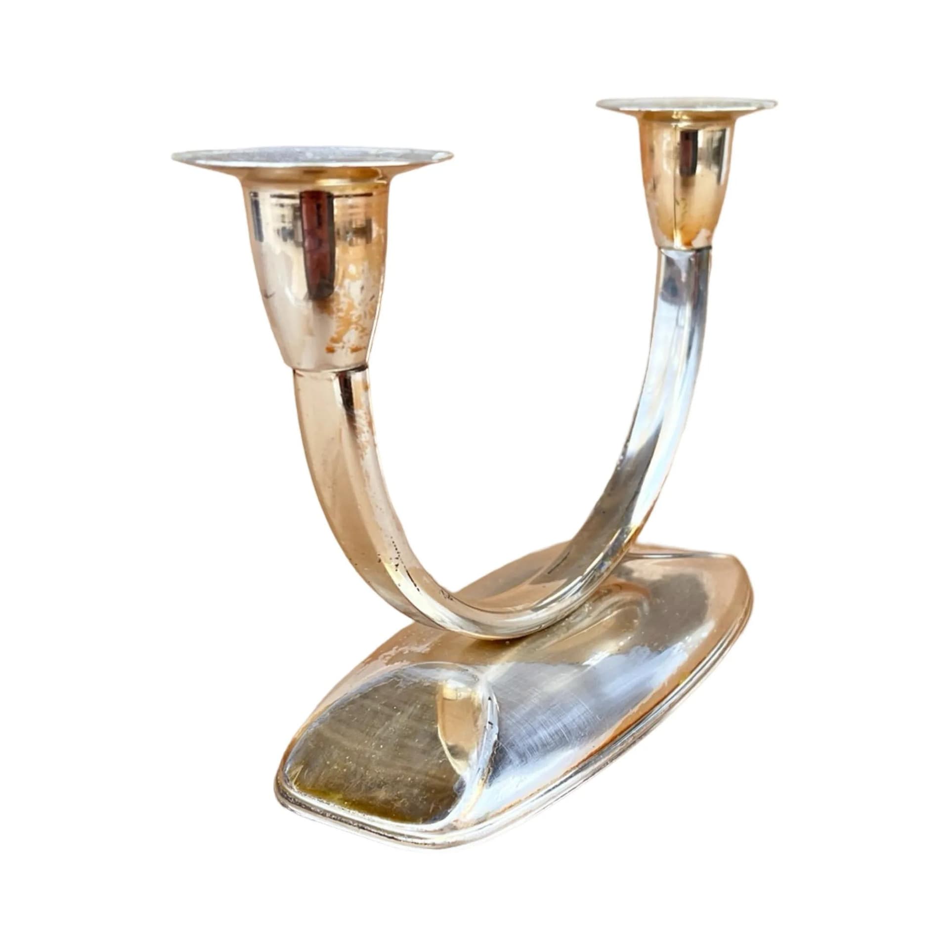 Świecznik dwuramienny, srebro, metal, Niemcy, lata 60. - 129585