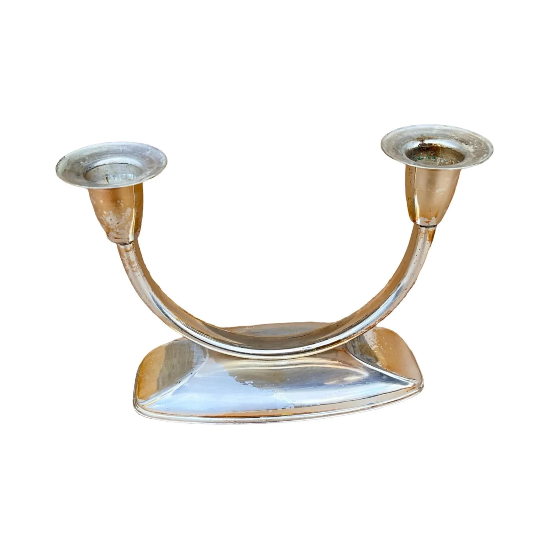 Świecznik dwuramienny, srebro, metal, Niemcy, lata 60. - 129588