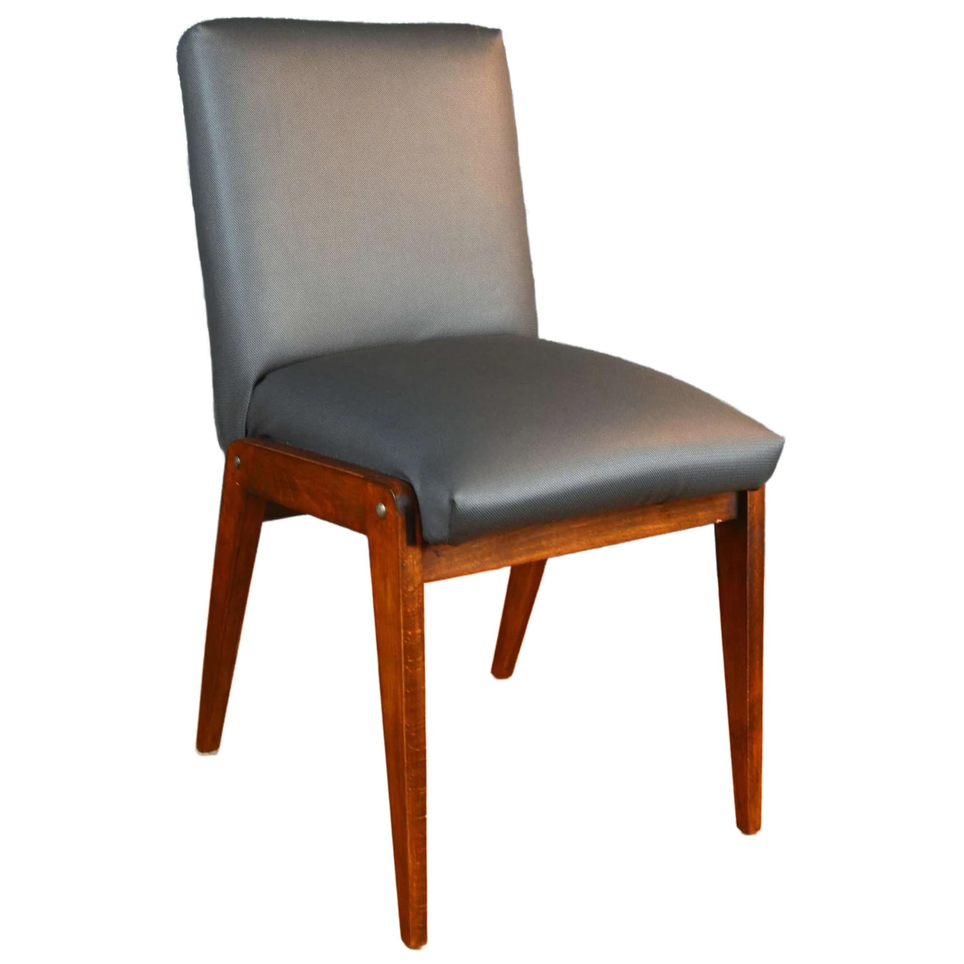 Chair AGA, grey upholstery, mahogany-stained beech, by J. Chierowski, Poland, 1970s.