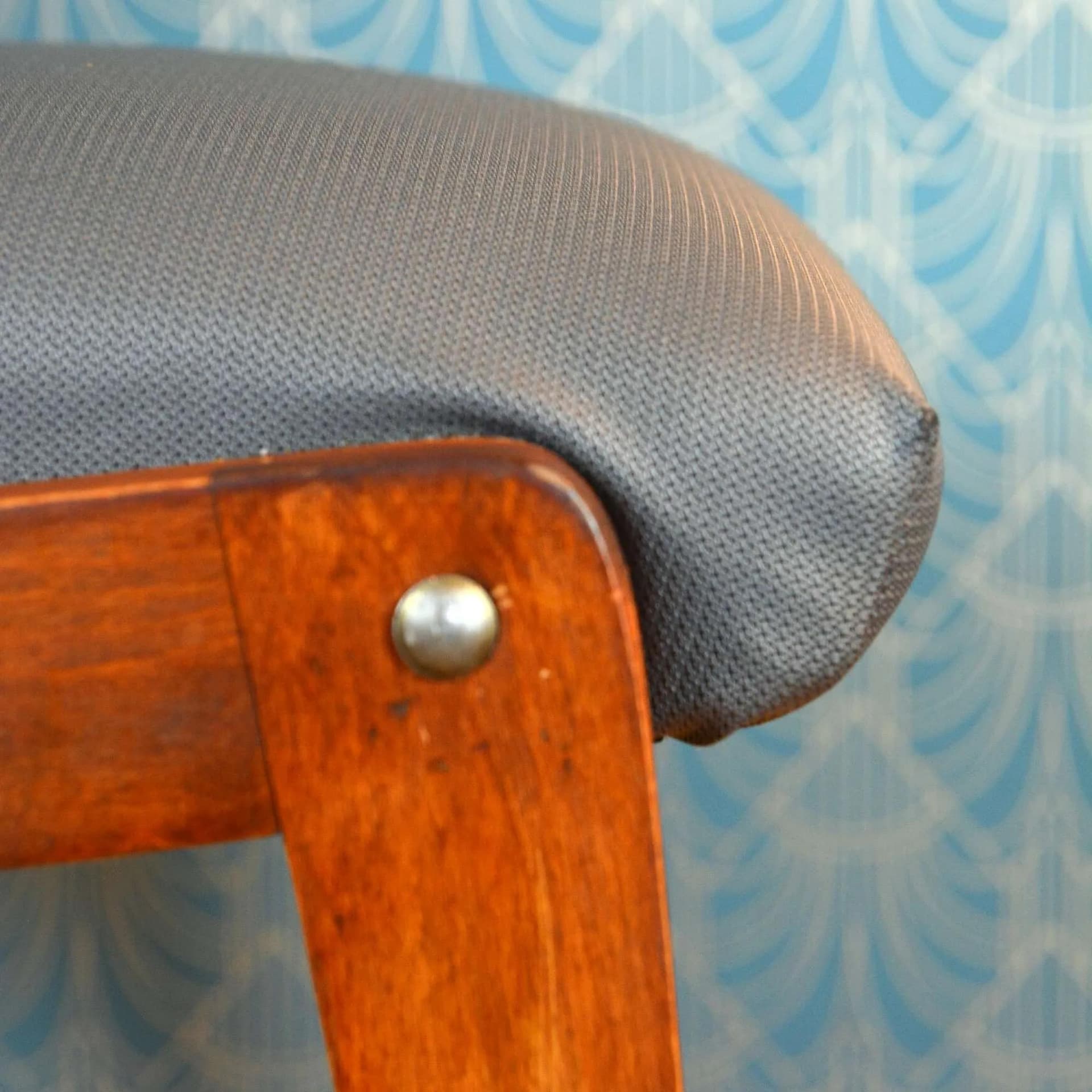 Chair AGA, grey upholstery, mahogany-stained beech, by J. Chierowski, Poland, 1970s. - 129572