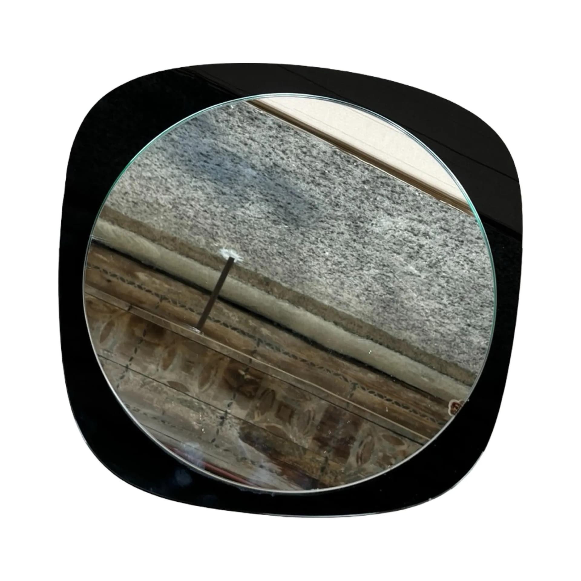 Lustro ścienne asymetryczne, szkło czarne, Polska, lata 70. - 129562