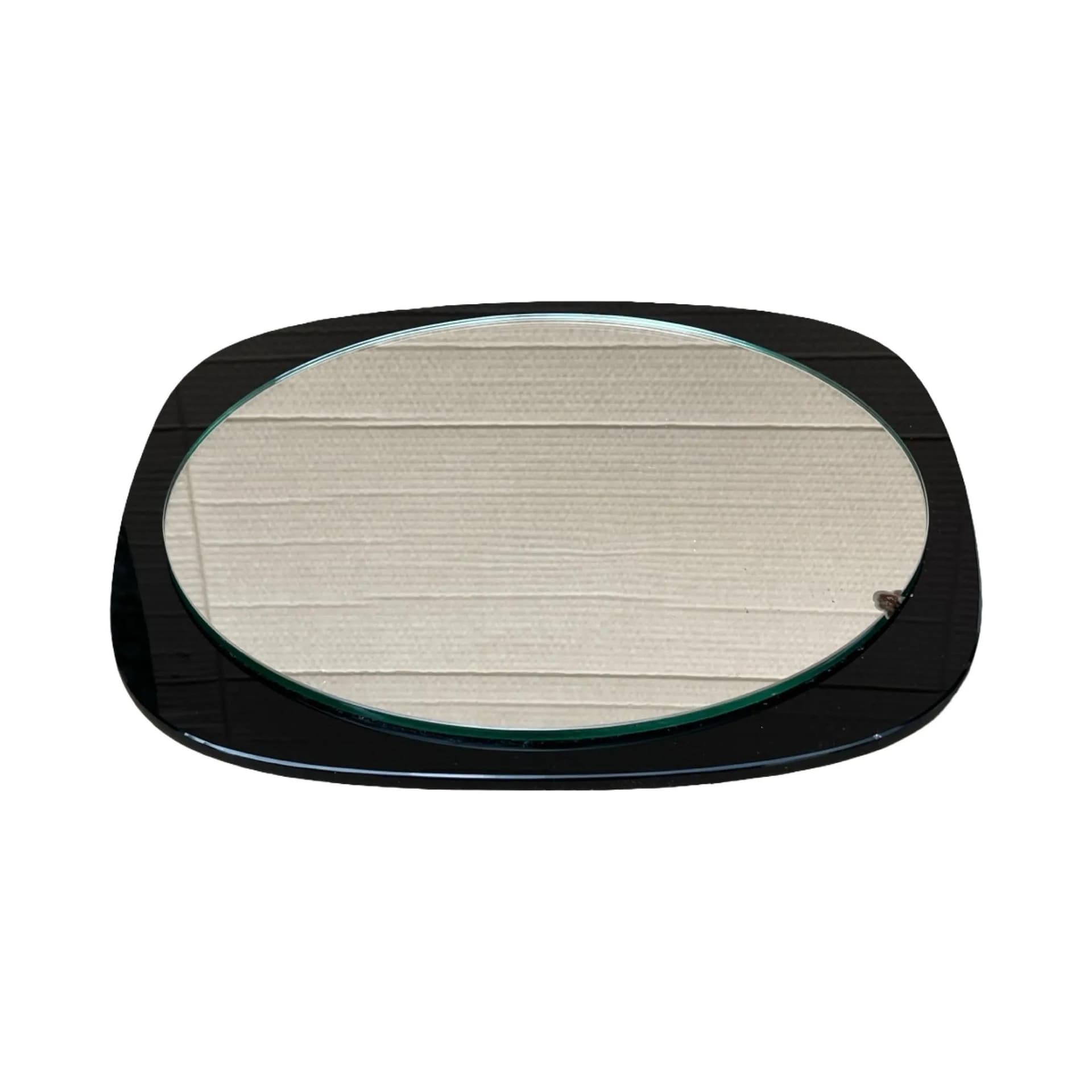 Lustro ścienne asymetryczne, szkło czarne, Polska, lata 70. - 129570