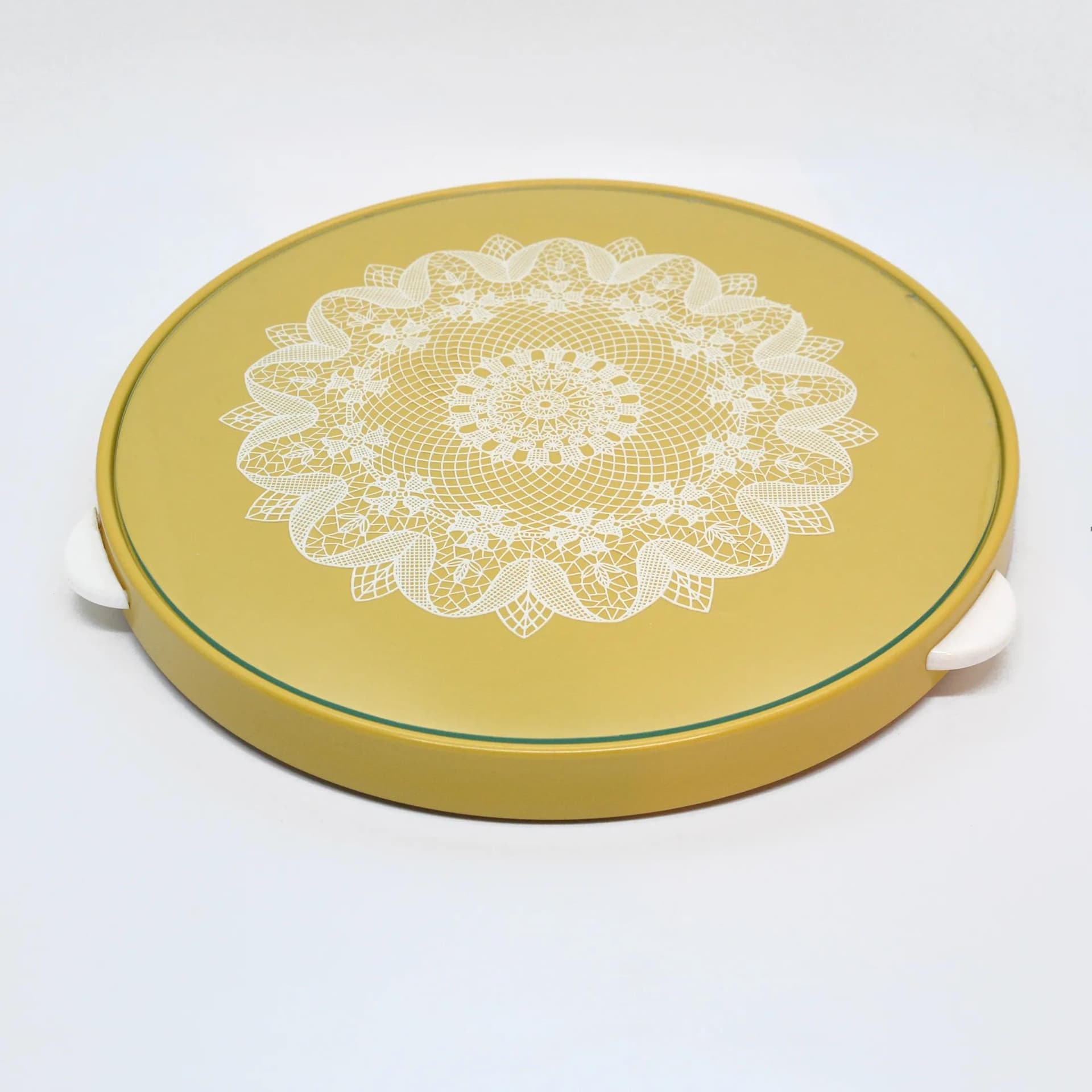 Taca obrotowa, żółty, szkło, Niemcy, lata 60. - 129528