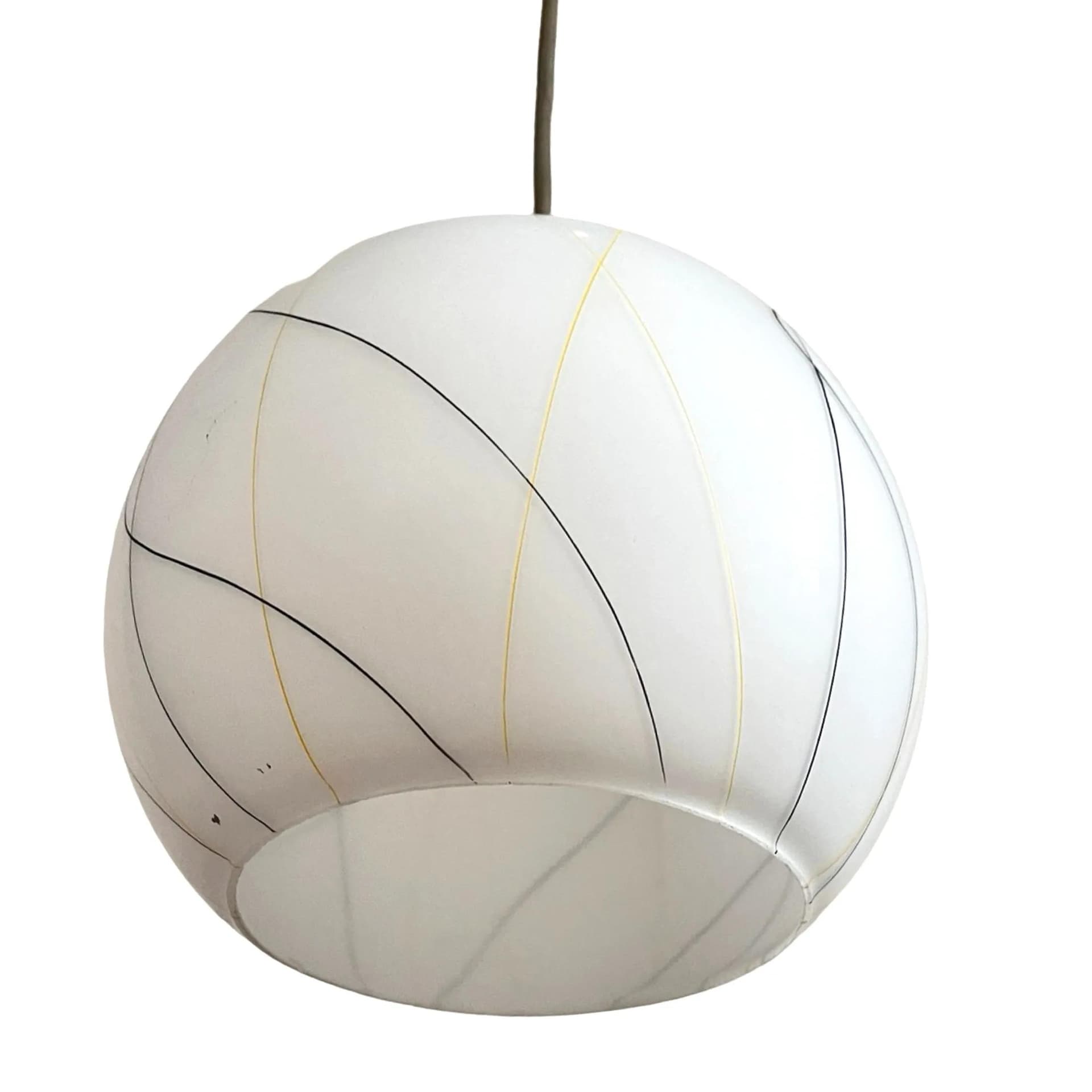 Pendant Lamp New Look, white glass, chrome, Czechoslovakia, 1960s - 129450