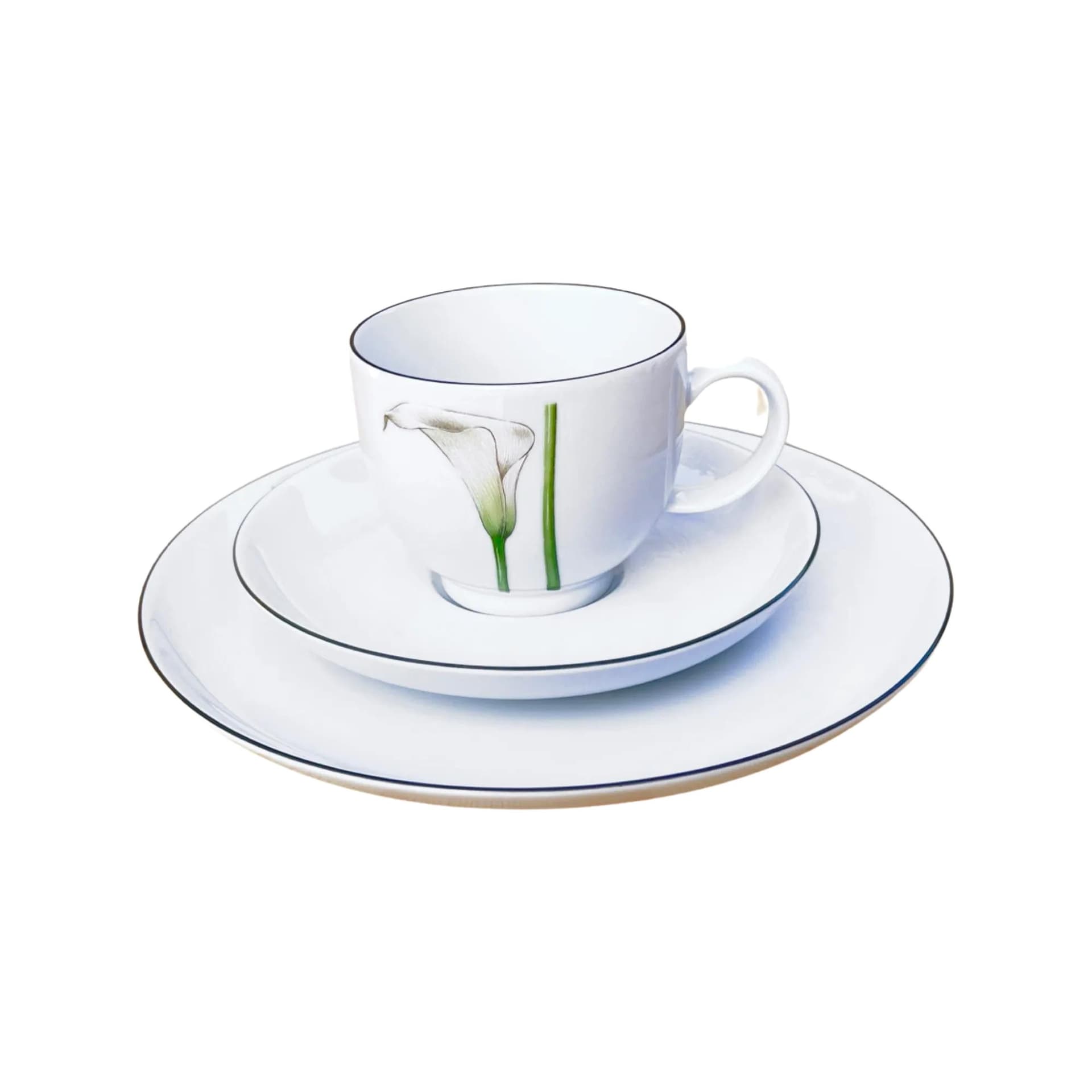 Breakfast trio set, white porcelain, Seltmann Weiden, Germany, 1980s.