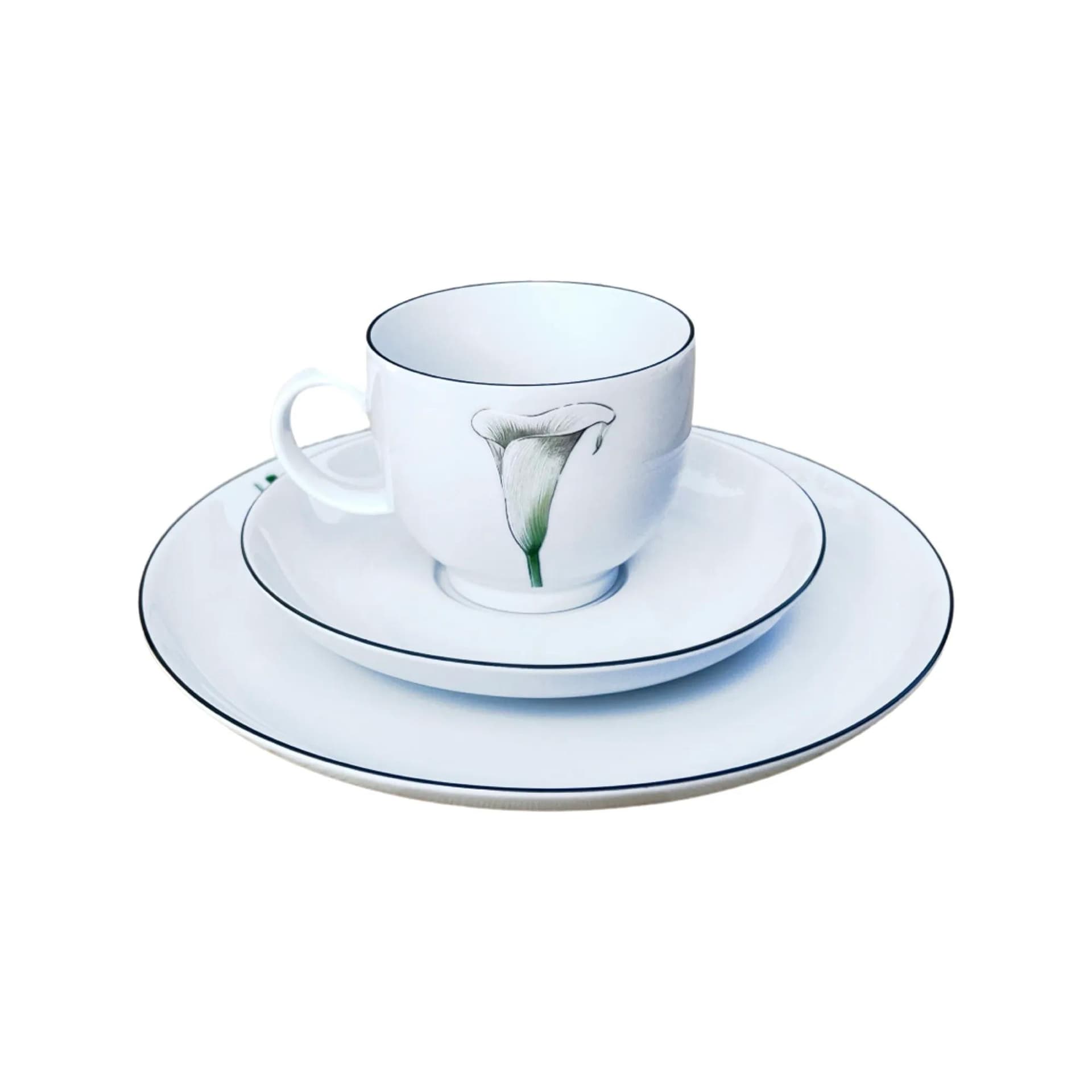 Breakfast trio set, white porcelain, Seltmann Weiden, Germany, 1980s. - 129431