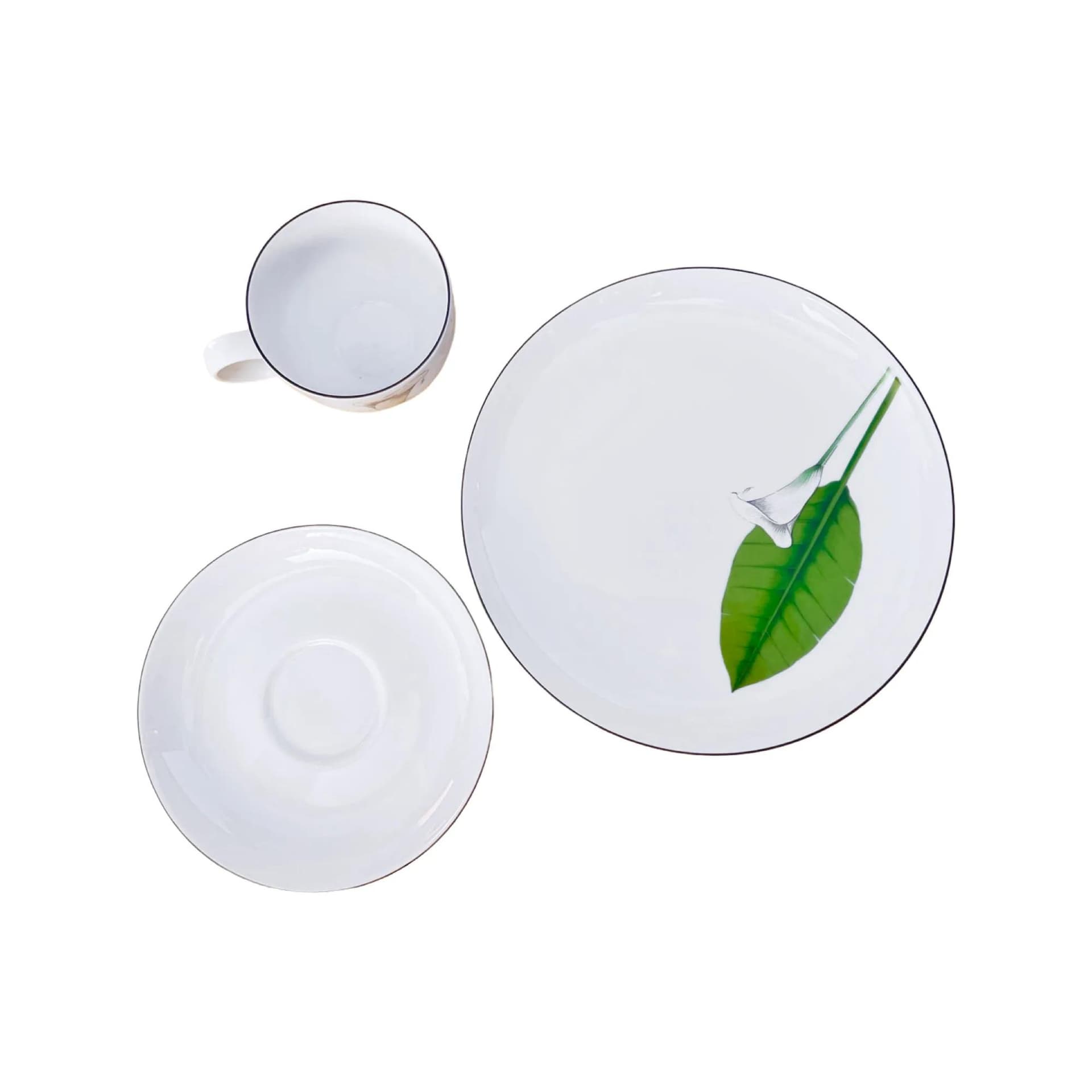 Breakfast trio set, white porcelain, Seltmann Weiden, Germany, 1980s. - 129430
