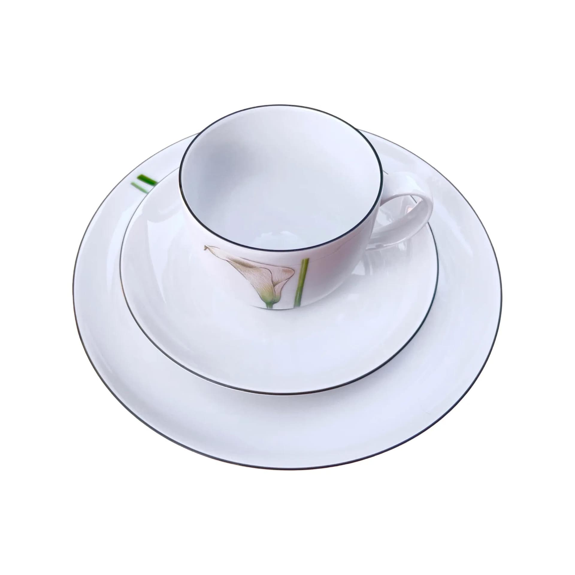 Breakfast trio set, white porcelain, Seltmann Weiden, Germany, 1980s. - 129433