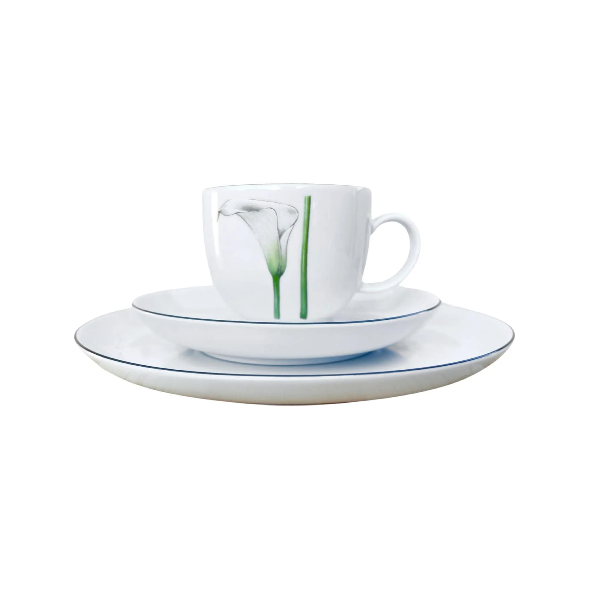 Breakfast trio set, white porcelain, Seltmann Weiden, Germany, 1980s. - 129429