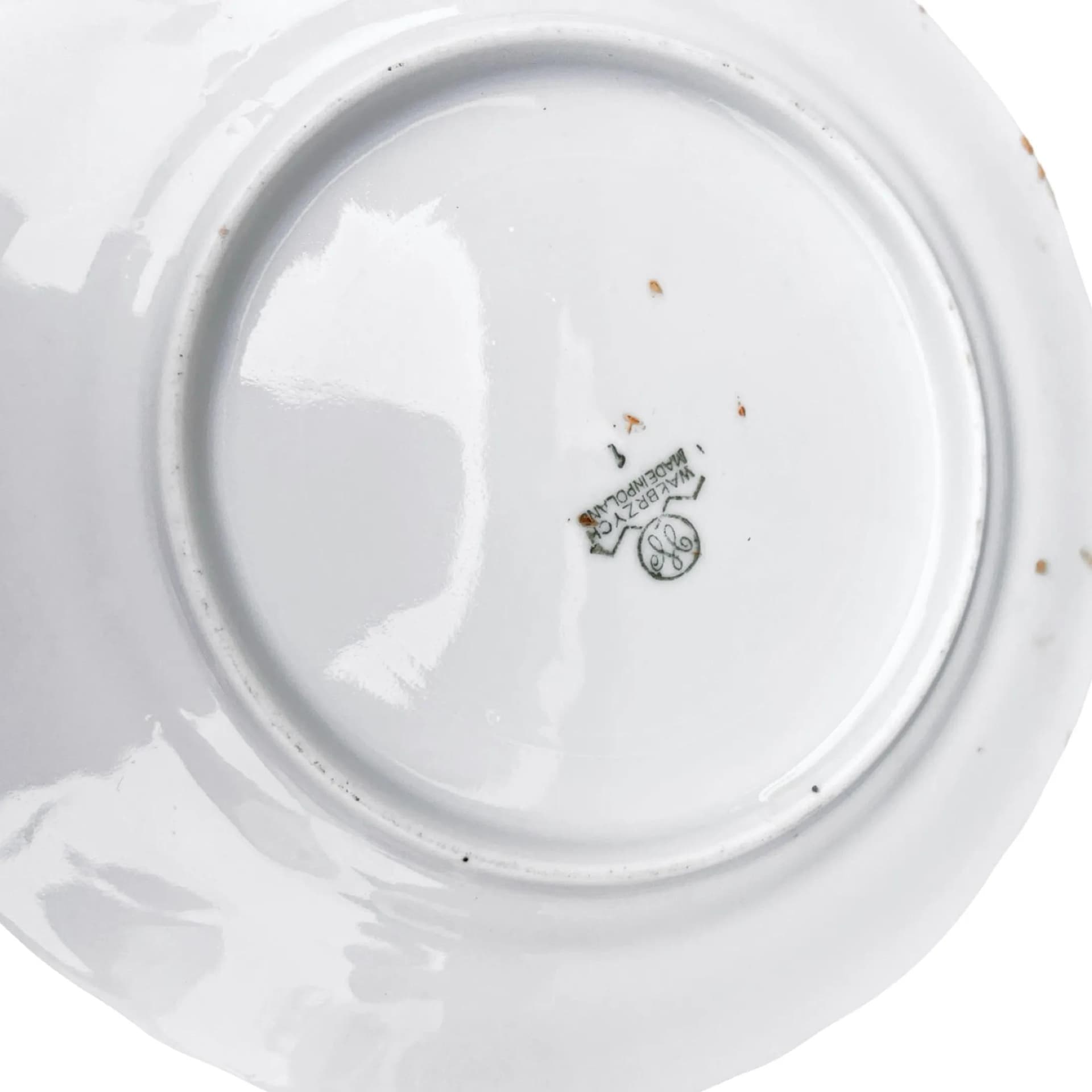 Zestaw śniadaniowy marmurkowy pomarańczowy, porcelana, Wałbrzych, Polska, lata 70. - 129417