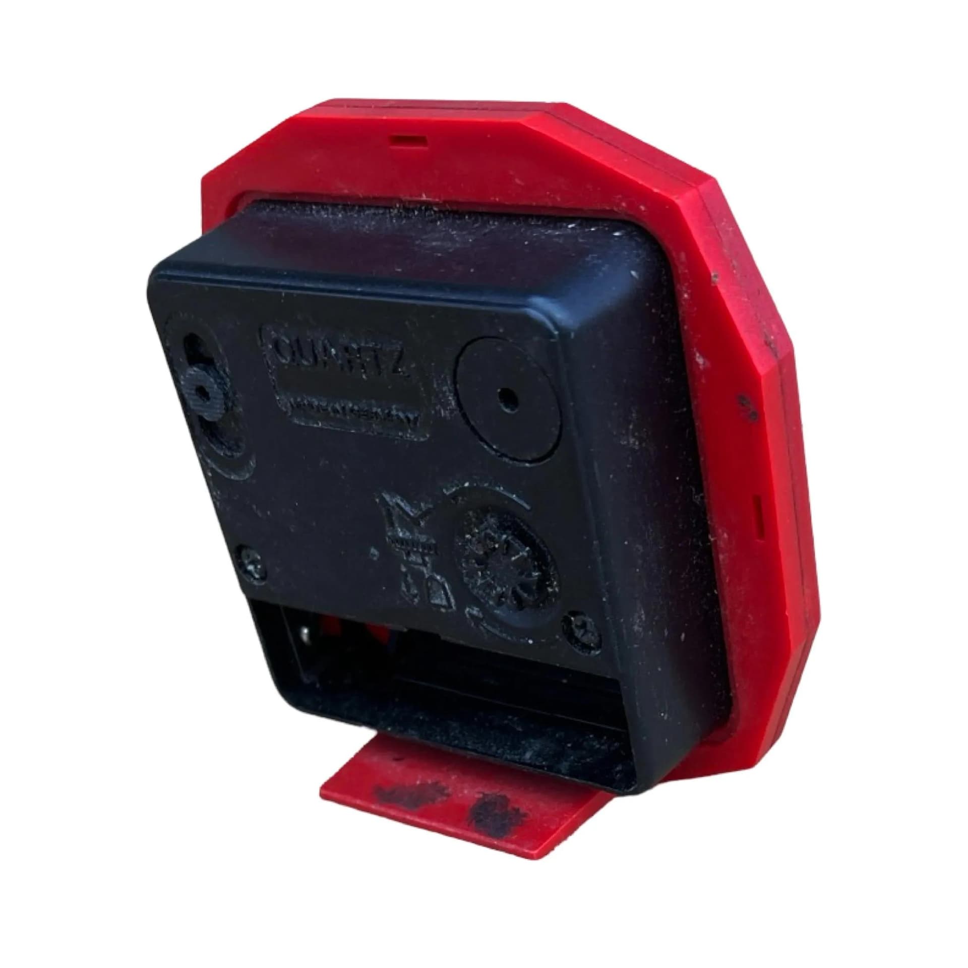 Budzik elektryczny, czerwony, plastik szkło, Niemcy, lata 60. - 129386