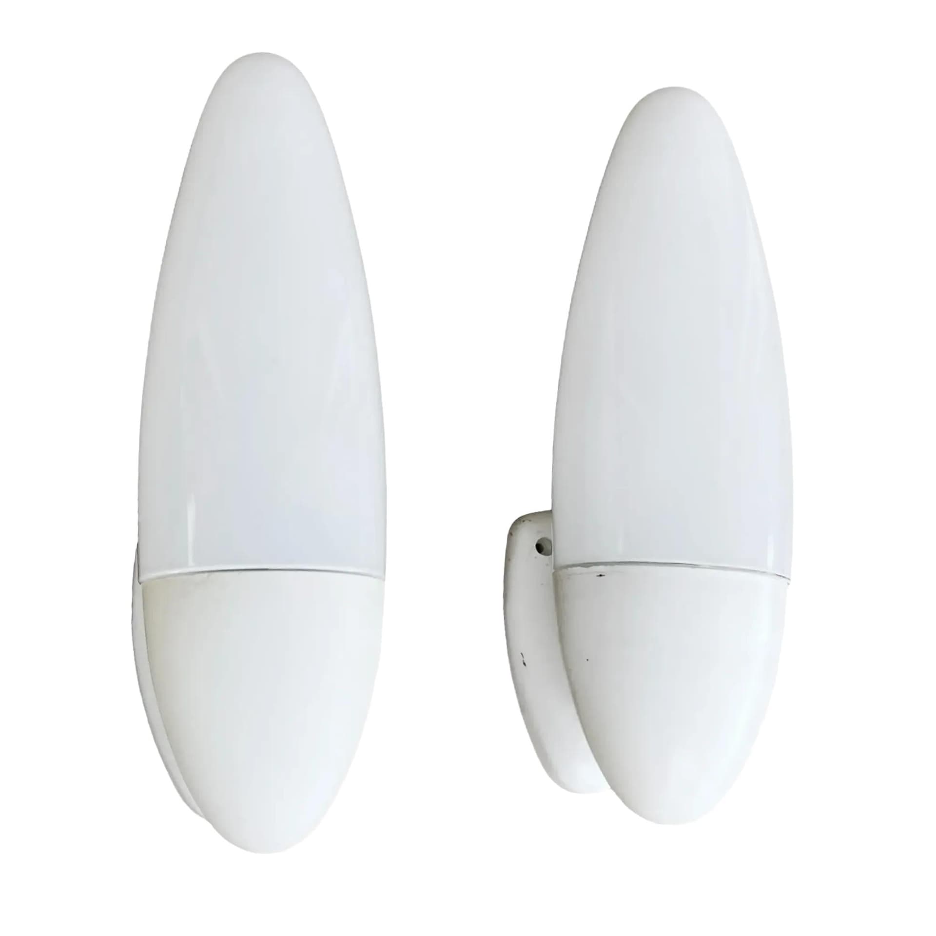 Para kinkietów, biały, szkło, bakelit, Elektrosvit Nové Zámky, Czechosłowacja, lata 50.