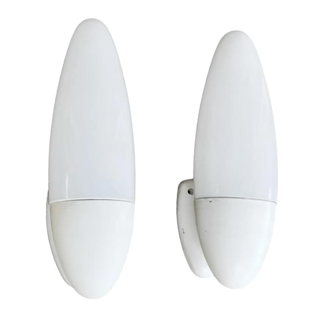 Para kinkietów, biały, szkło, bakelit, Elektrosvit Nové Zámky, Czechosłowacja, lata 50. - WYMIARY