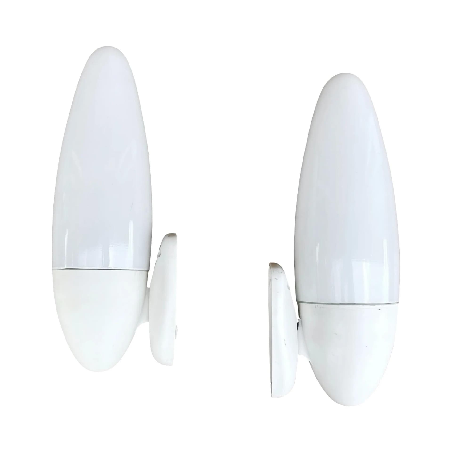 Para kinkietów, biały, szkło, bakelit, Elektrosvit Nové Zámky, Czechosłowacja, lata 50. - 129337