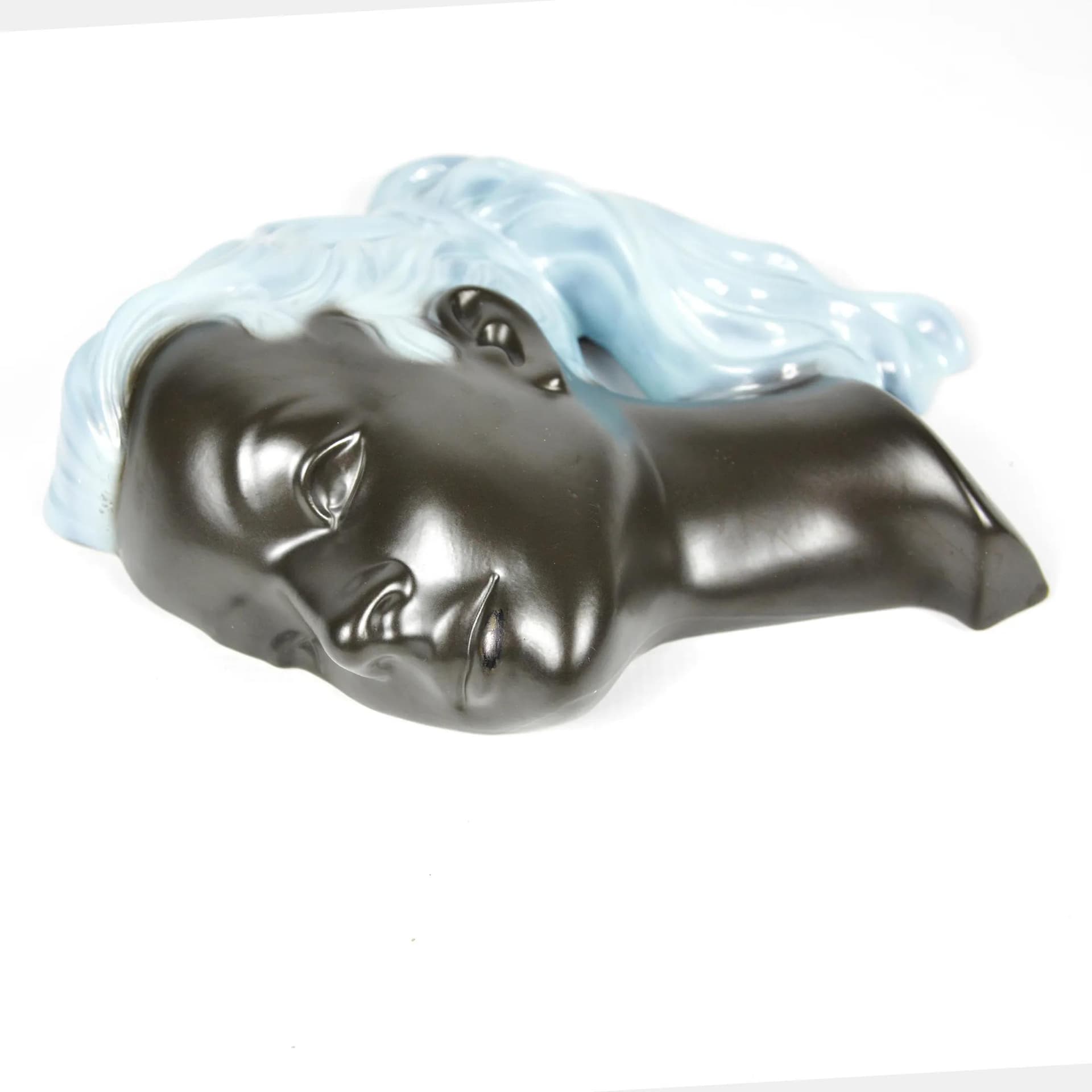 Figura ścienna Kobieta, model 3408, ceramika brązowy turkusowy, Niemcy, lata 60. - 129306