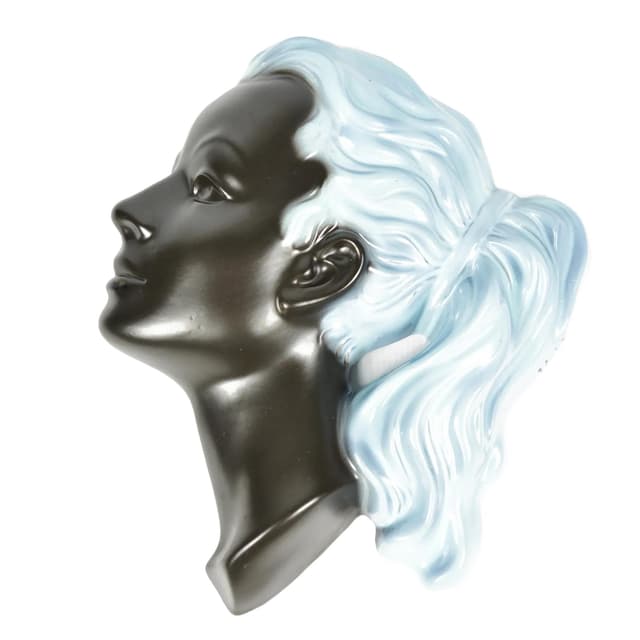 Figura ścienna Kobieta, model 3408, ceramika brązowy turkusowy, Niemcy, lata 60. - WYMIARY