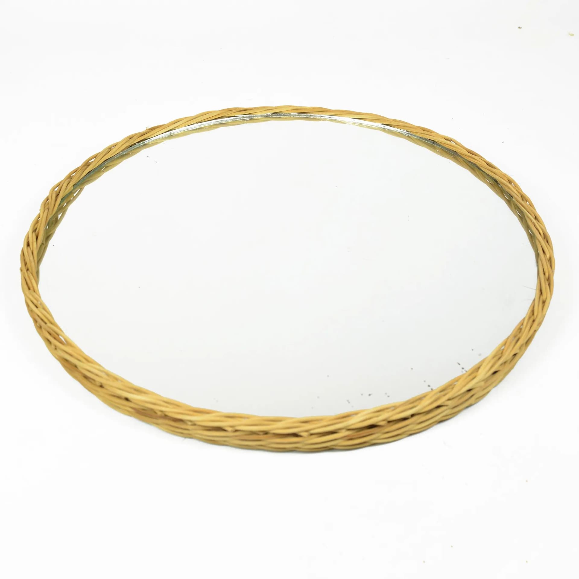 Wall mirror, light brown rattan, Denmark, 1970s - 129281