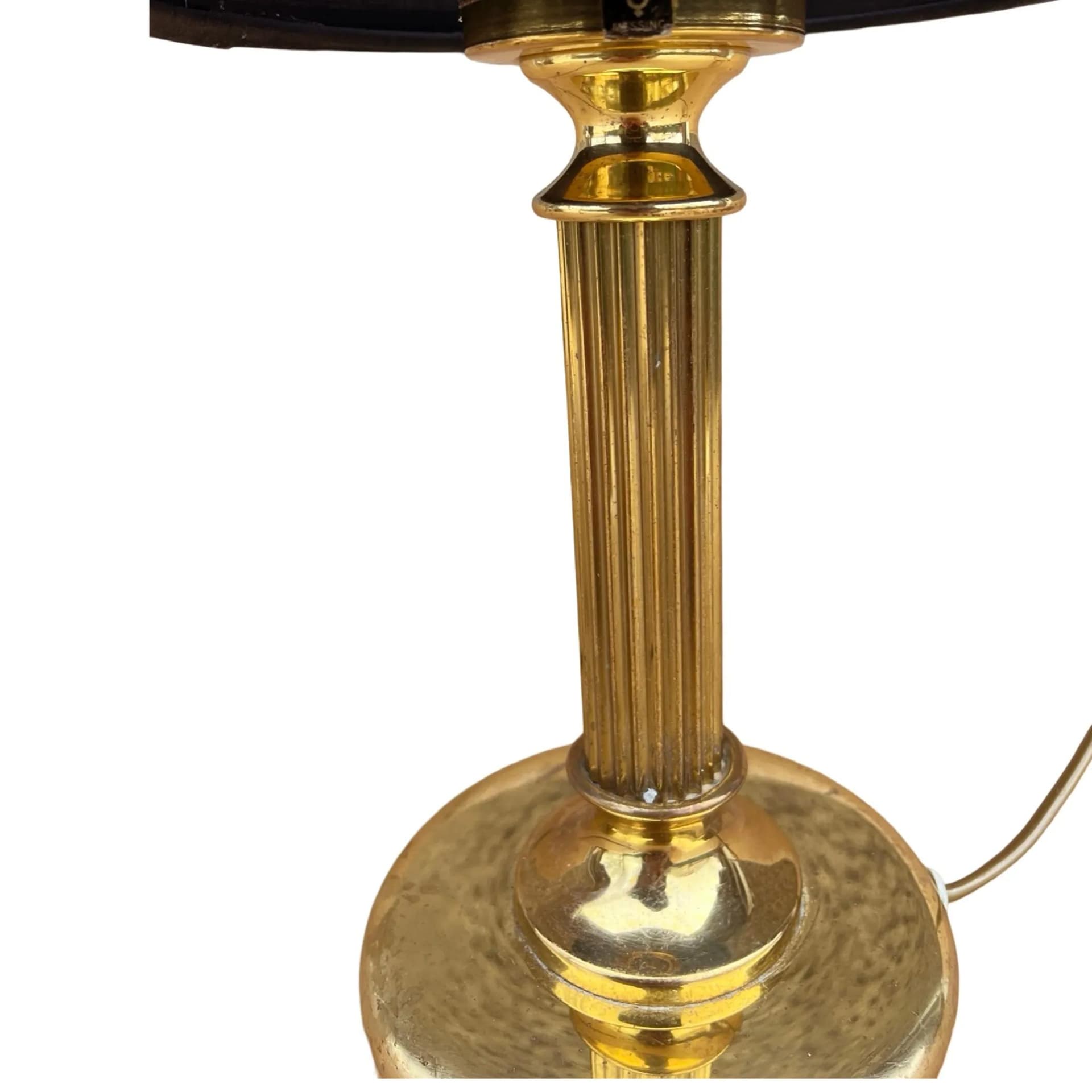 Lampka stołowa, czarny abażur, mosiądz złoty, Niemcy, lata 70. - 129259