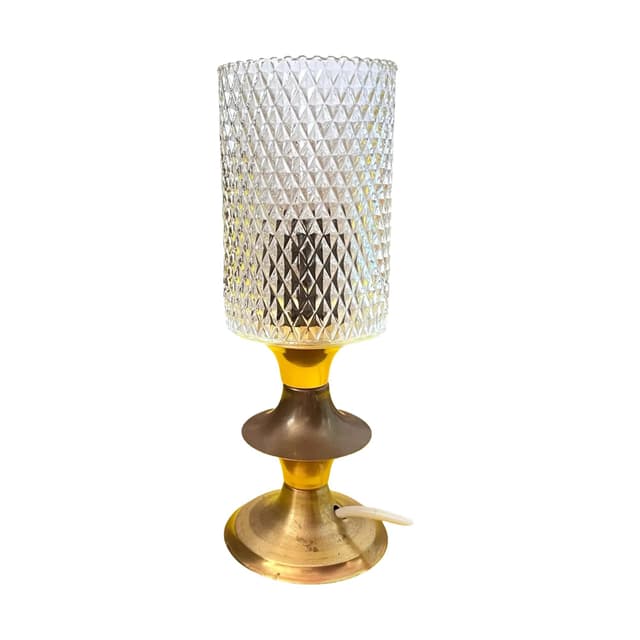 Lampka nocna, mosiądz złoty, szkło przezroczyste, KOLARZ, Niemcy, lata 70. - WYMIARY