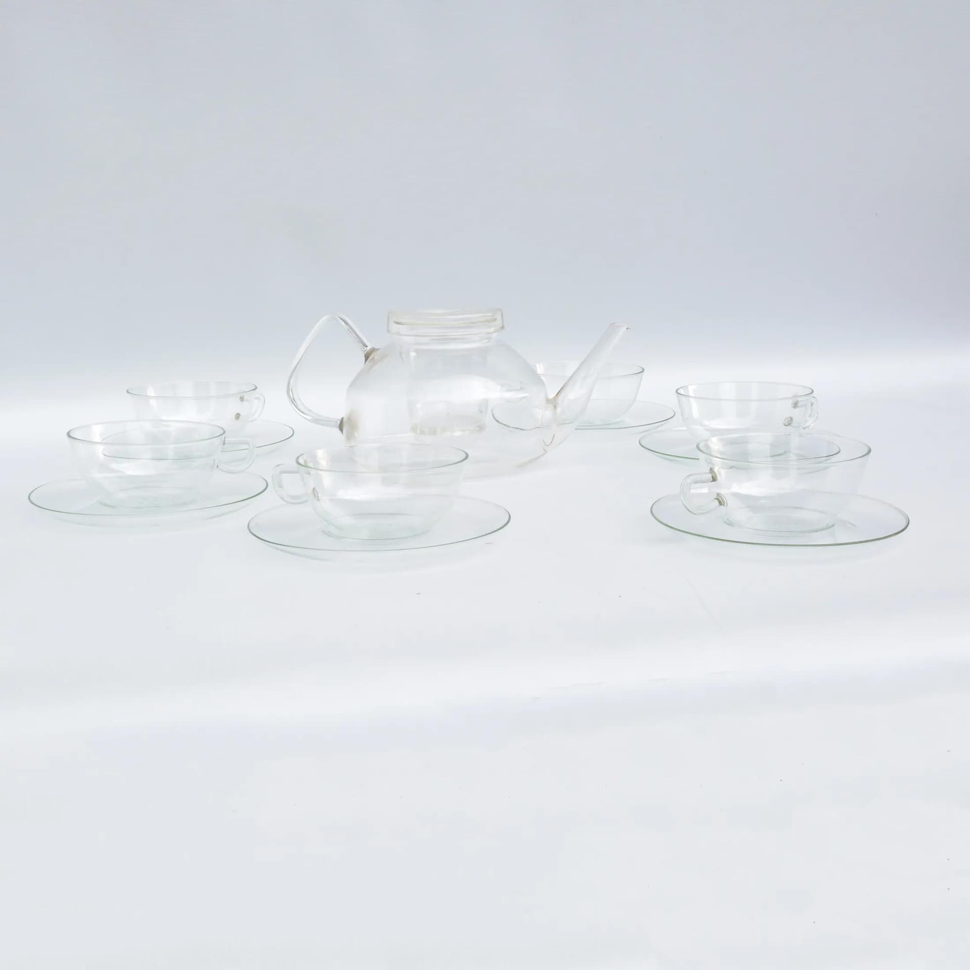 Coffee set, transparent glass, by W. Wagenfeld, Germany, 1970s. - 129079